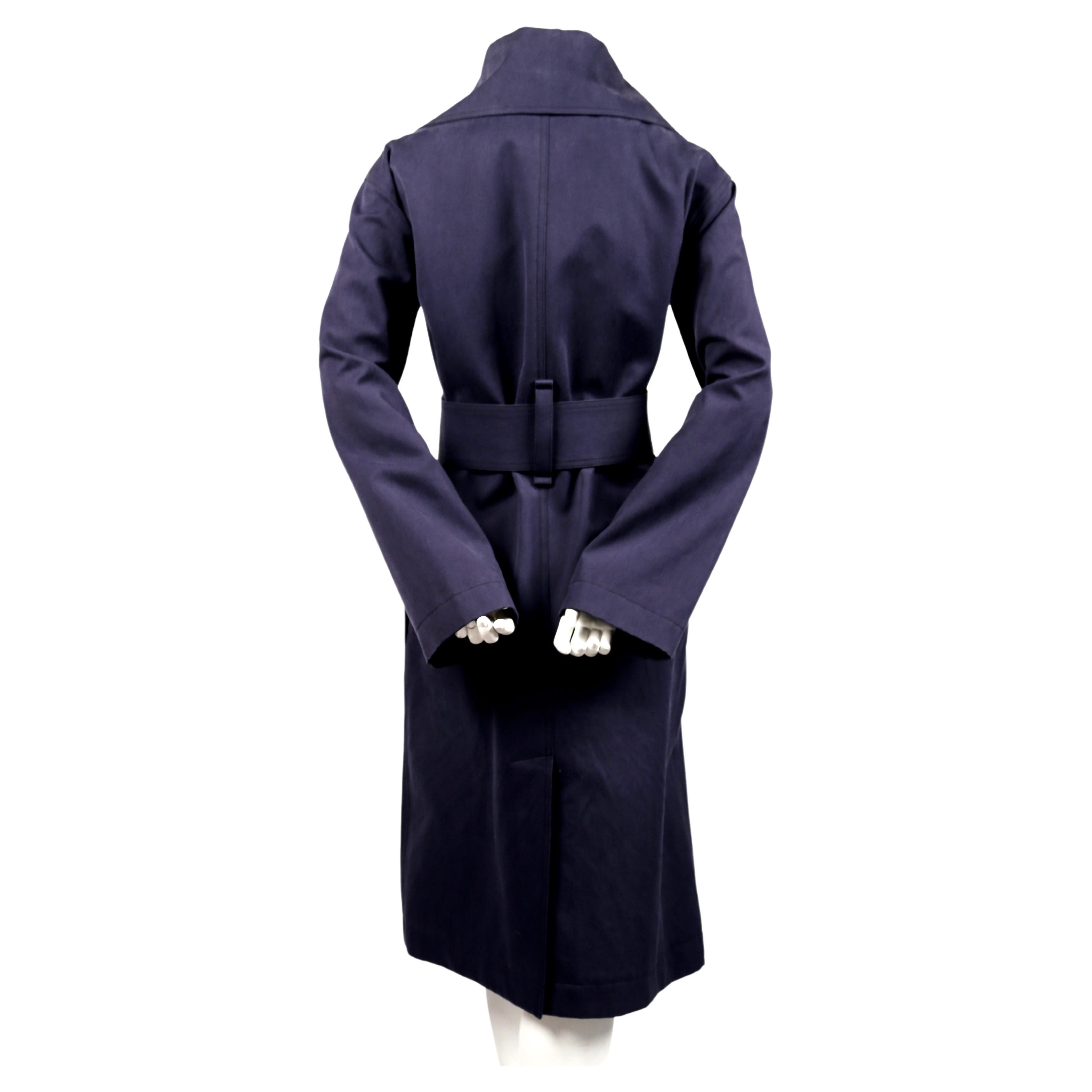 CELINE by PHOEBE PHILO navy blue brushed cotton trench coat For Sale 2