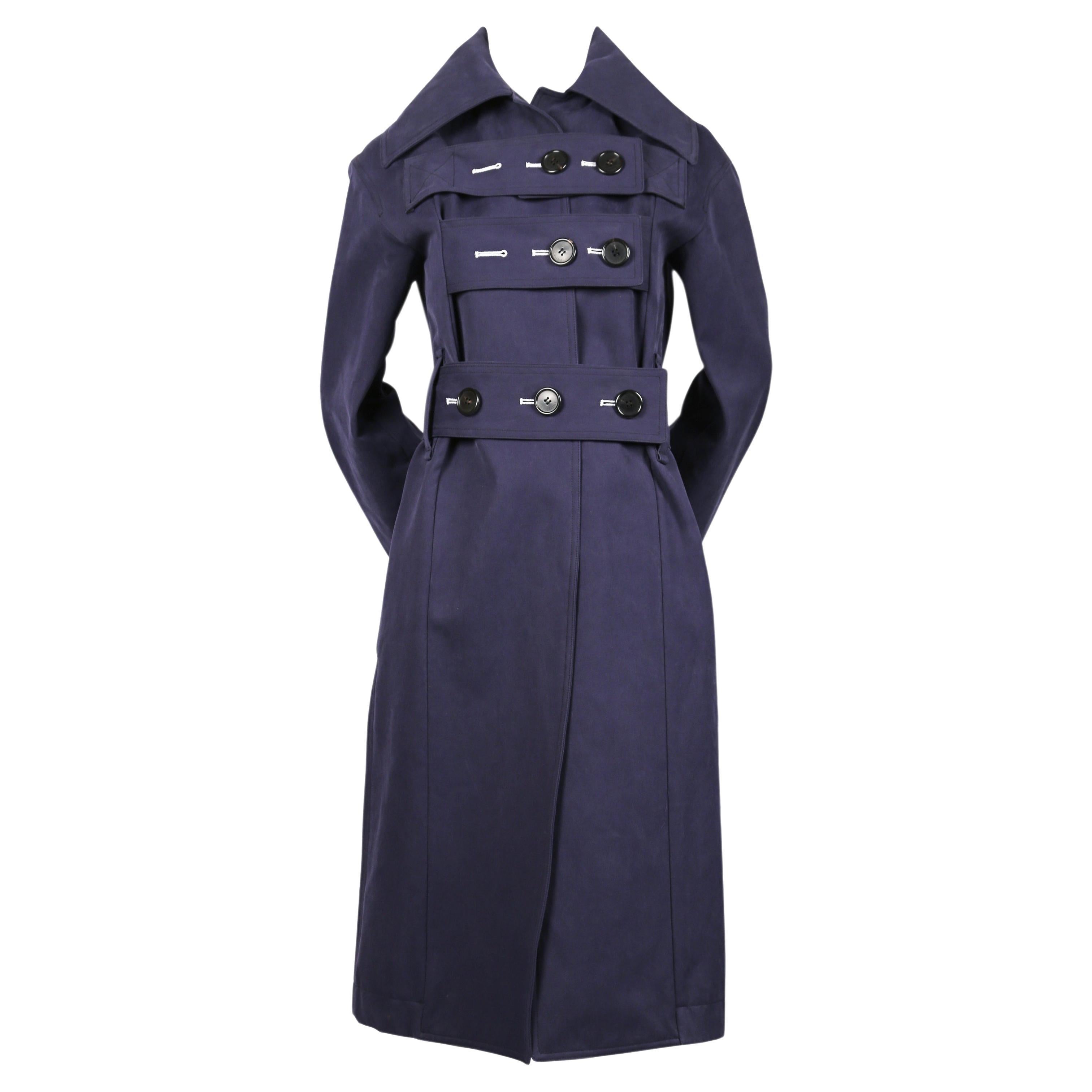 CELINE by PHOEBE PHILO navy blue brushed cotton trench coat For Sale at  1stDibs cotton coat navy, celine raincoat