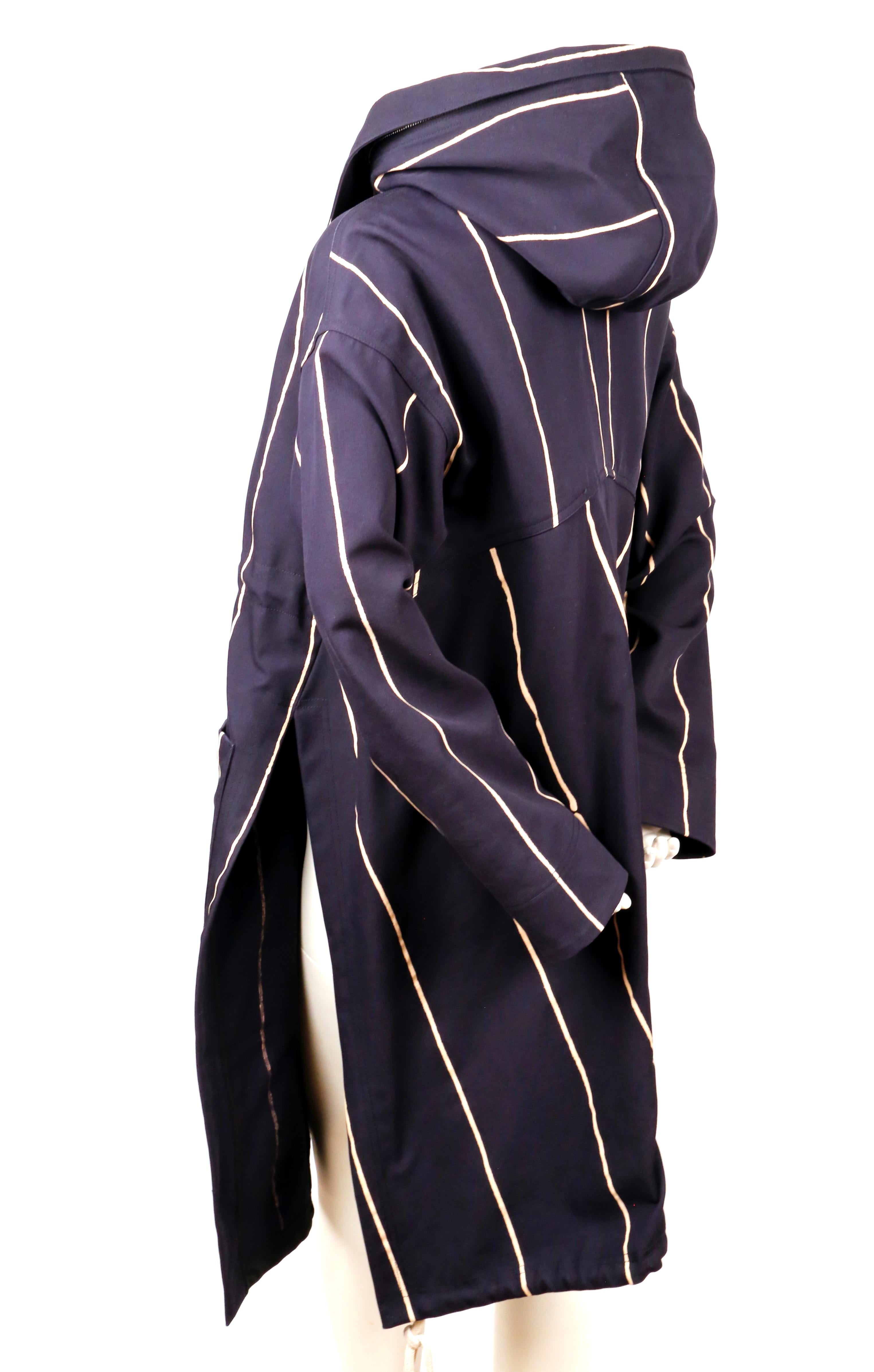 Women's or Men's CELINE by PHOEBE PHILO navy draped coat with hood - resort 2016 For Sale