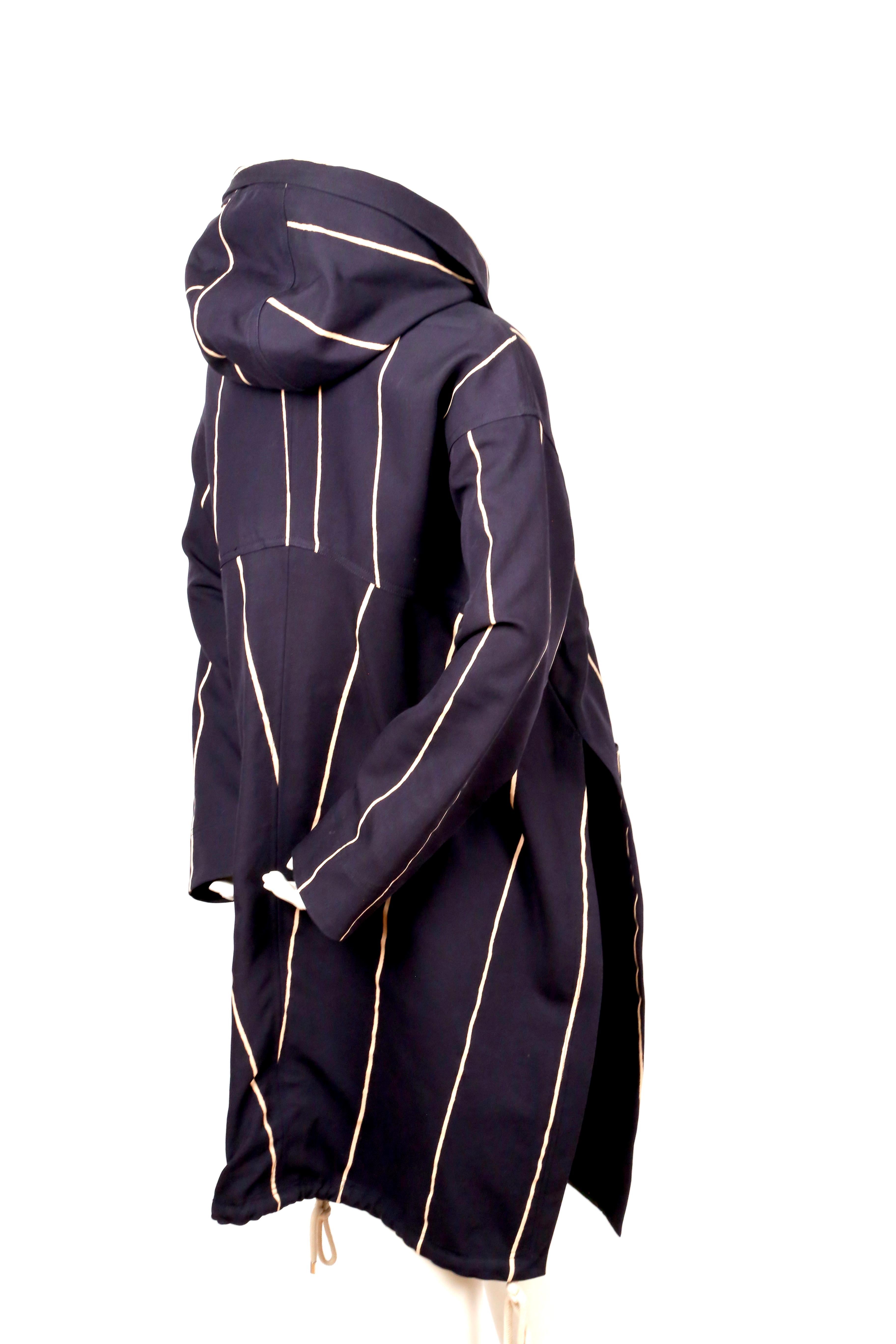 CELINE by PHOEBE PHILO navy draped coat with hood - resort 2016 For Sale 1
