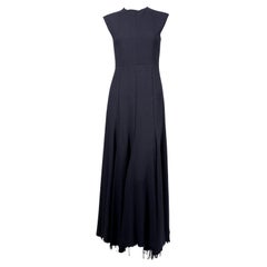 Celine by Phoebe Philo Marineblaues Laufstegkleid mit Fransen am Saum