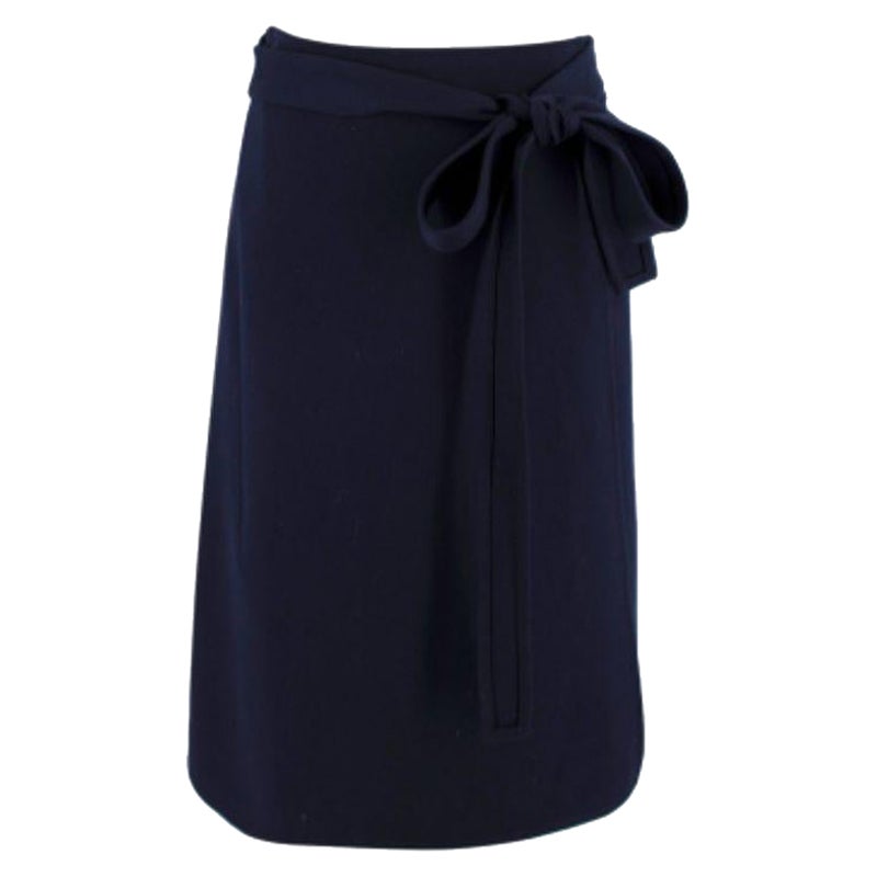 Celine by Phoebe Philo Navy Wool Wrap Skirt For Sale at 1stDibs