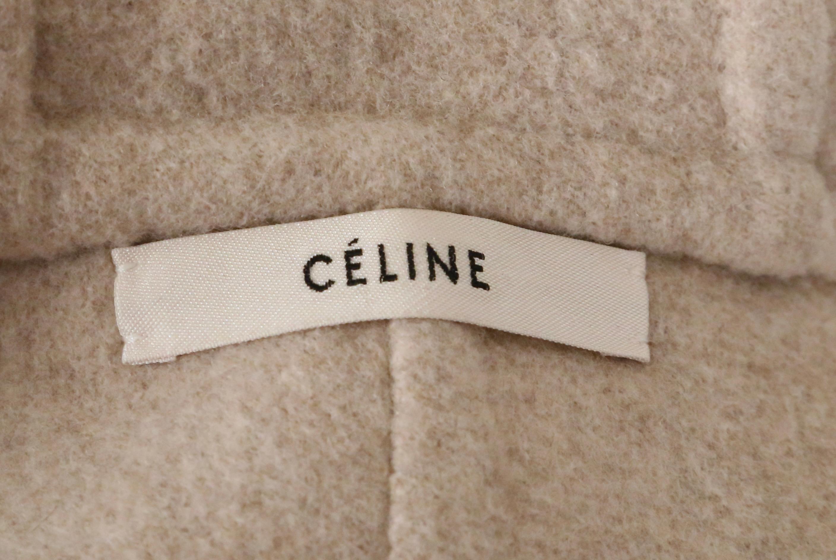 CELINE by PHOEBE PHILO oatmeal wool and cashmere coat with hood - resort 2016 For Sale 4