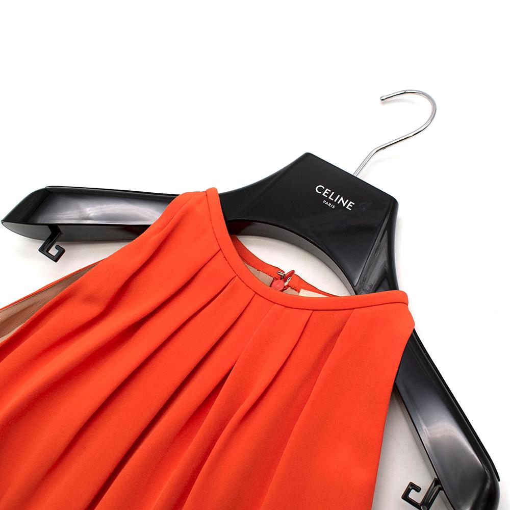 Celine by Phoebe Philo Orange Silk Pleated Mini Dress - Size US 6 In Good Condition For Sale In London, GB