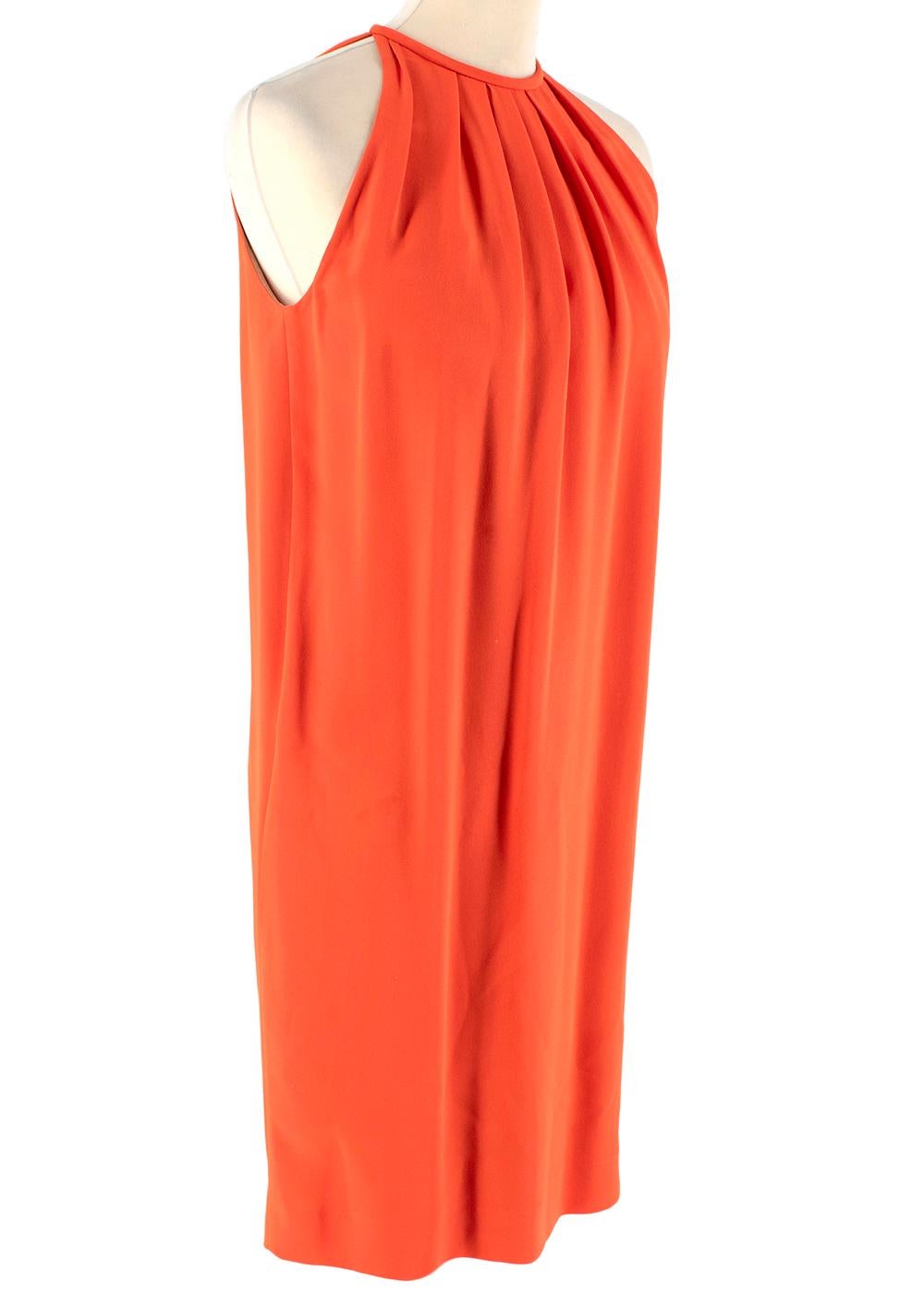 Women's Celine by Phoebe Philo Orange Silk Pleated Mini Dress - Size US 6 For Sale