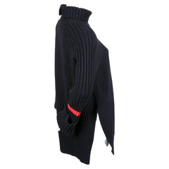 CELINE by PHOEBE PHILO oversized navy sweater with red stripe