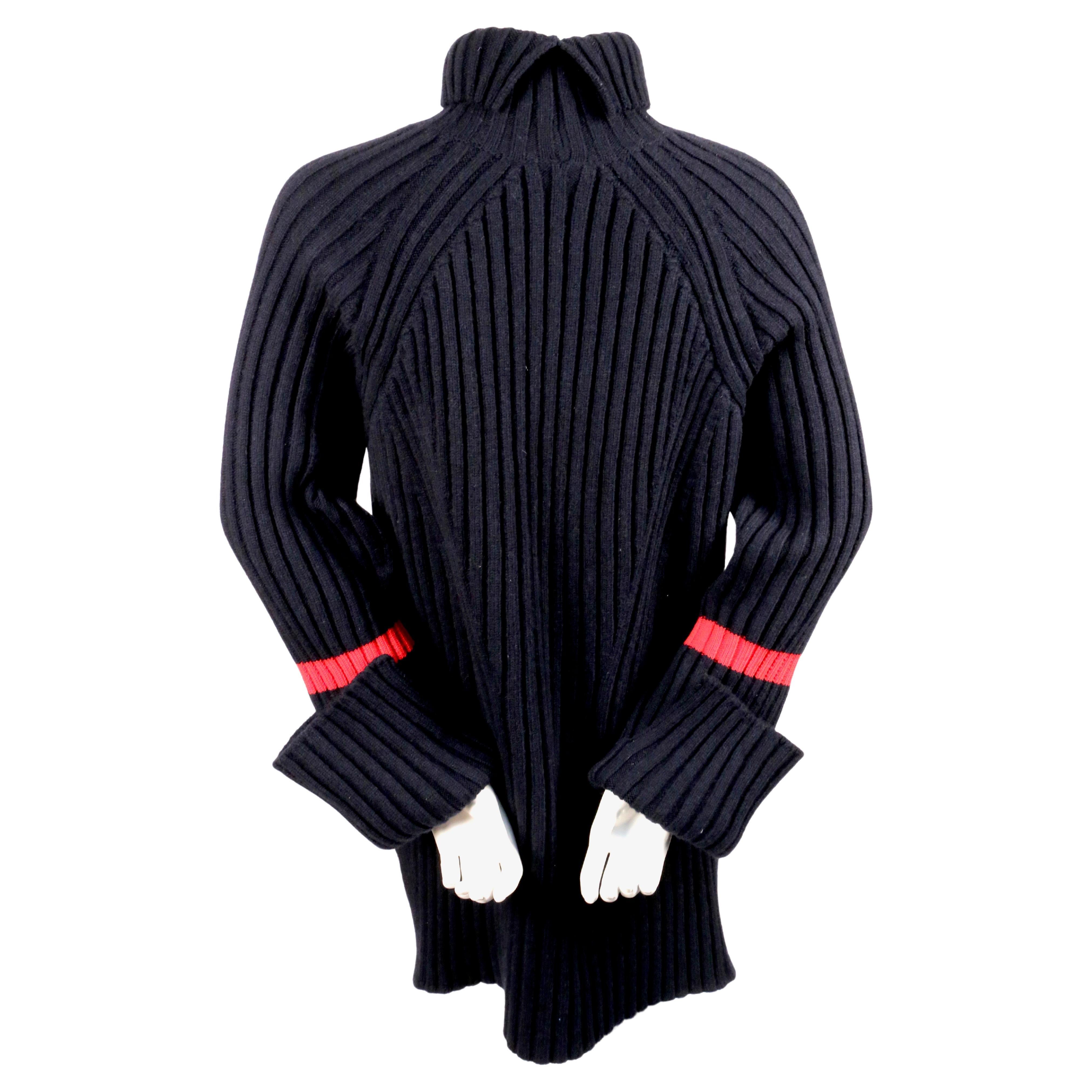 Women's or Men's CELINE by PHOEBE PHILO oversized navy sweater with red stripe
