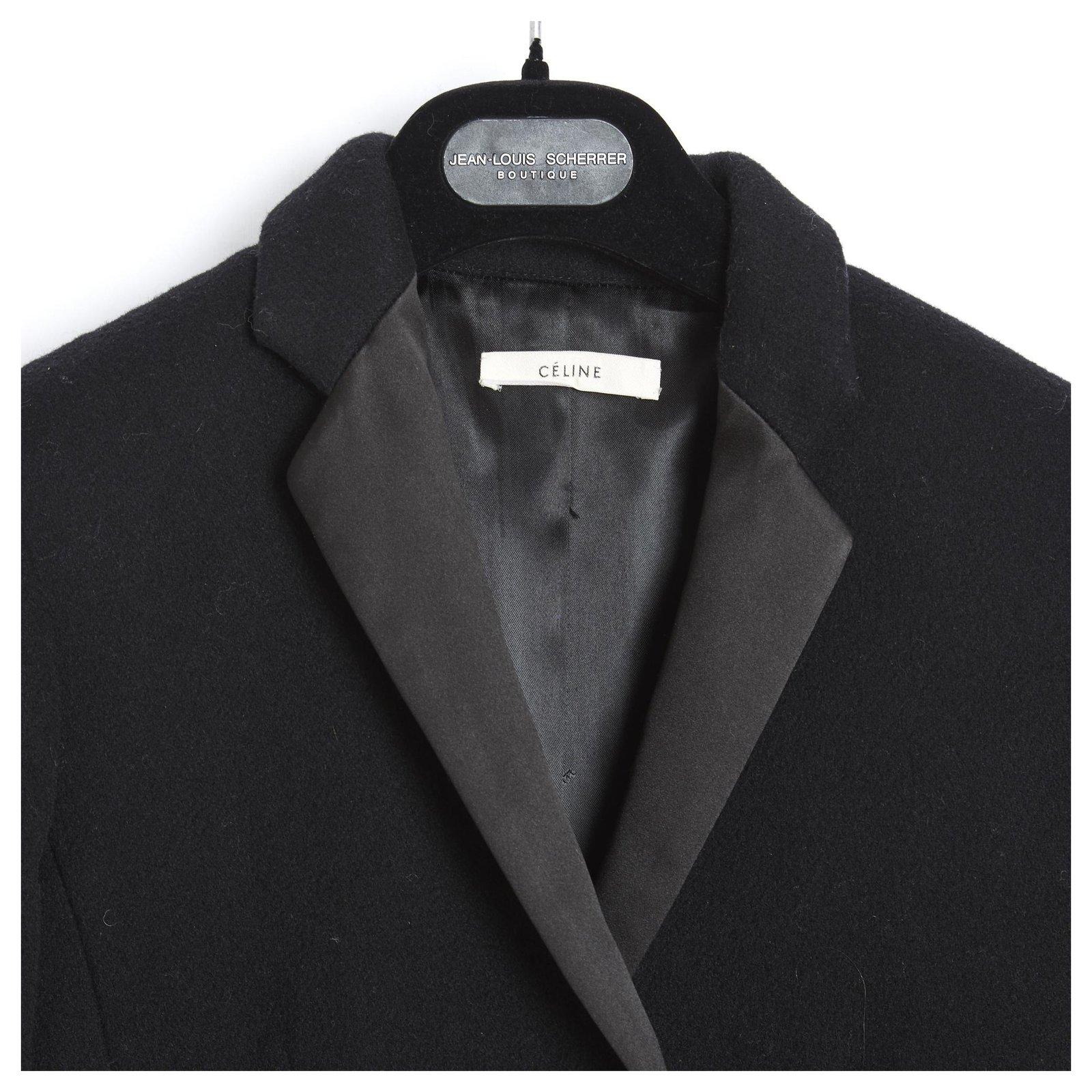 Women's Céline by Phoebe Philo PF14 Manteau FR38 Black Wool Kimono Coat US8 Celine For Sale