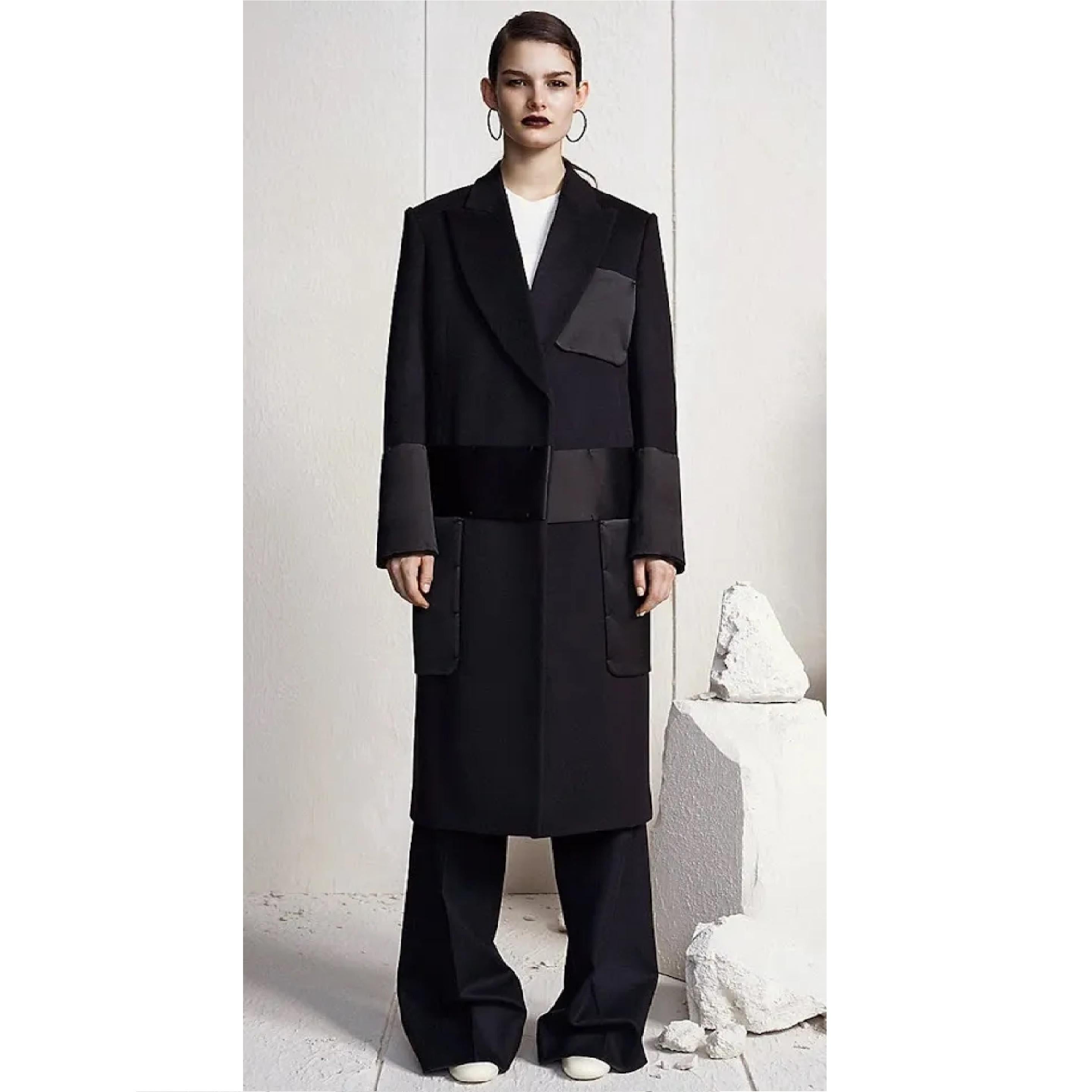 Céline by Phoebe Philo PF14 Manteau FR38 Black Wool Kimono Coat US8 Celine For Sale 2