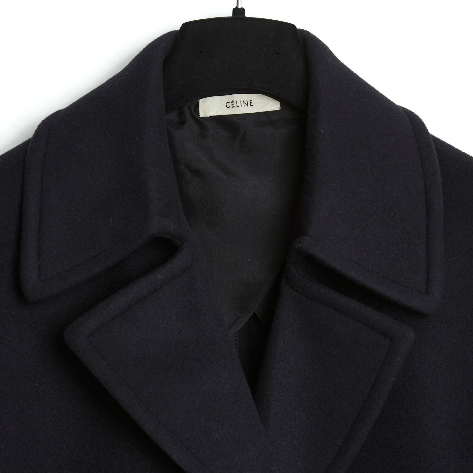 Nero Céline by Phoebe Philo PF14 Veste Caban FR38 Giacca nera di pisello US8 Celine in vendita