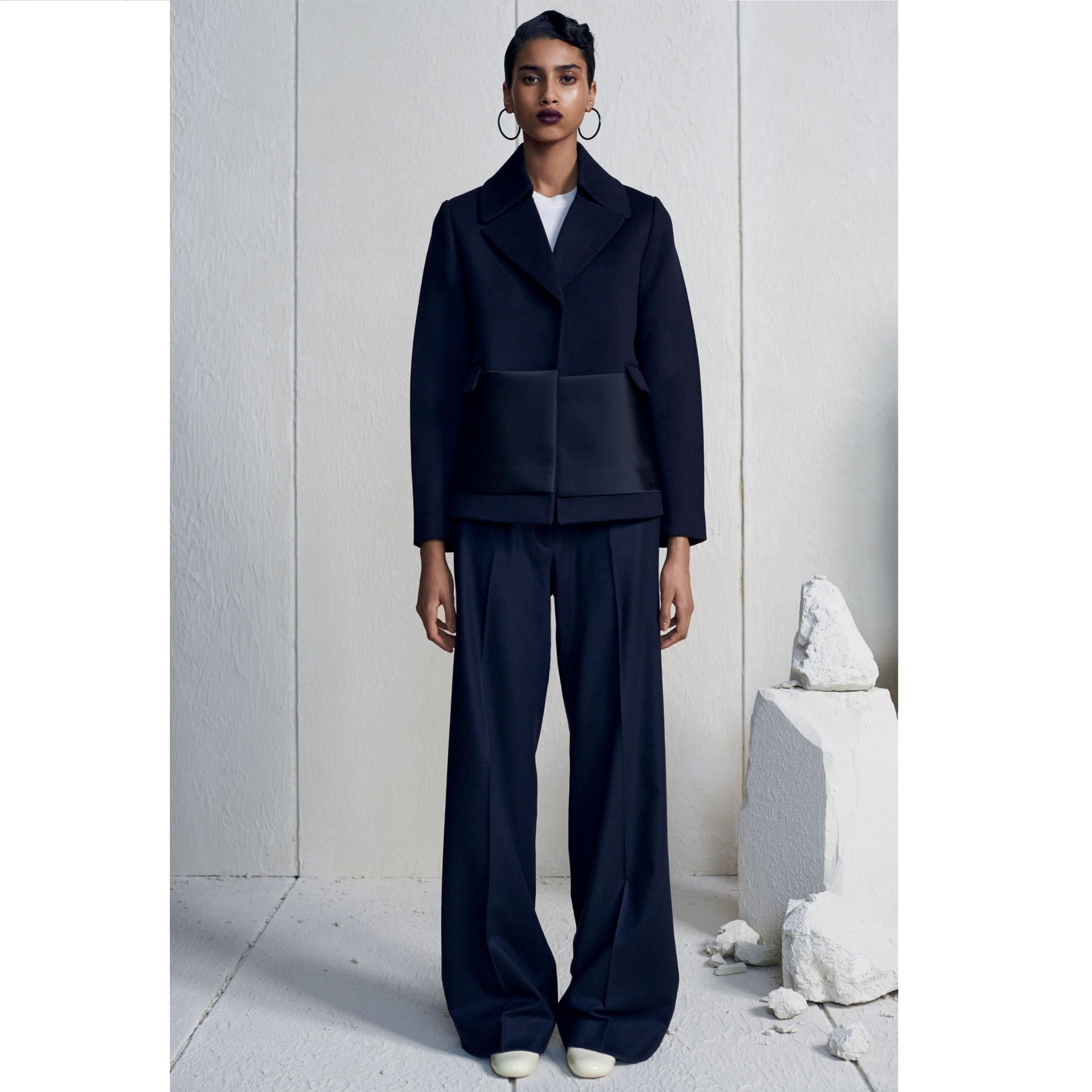 Céline by Phoebe Philo PF14 Veste Caban FR38 Giacca nera di pisello US8 Celine in vendita 1