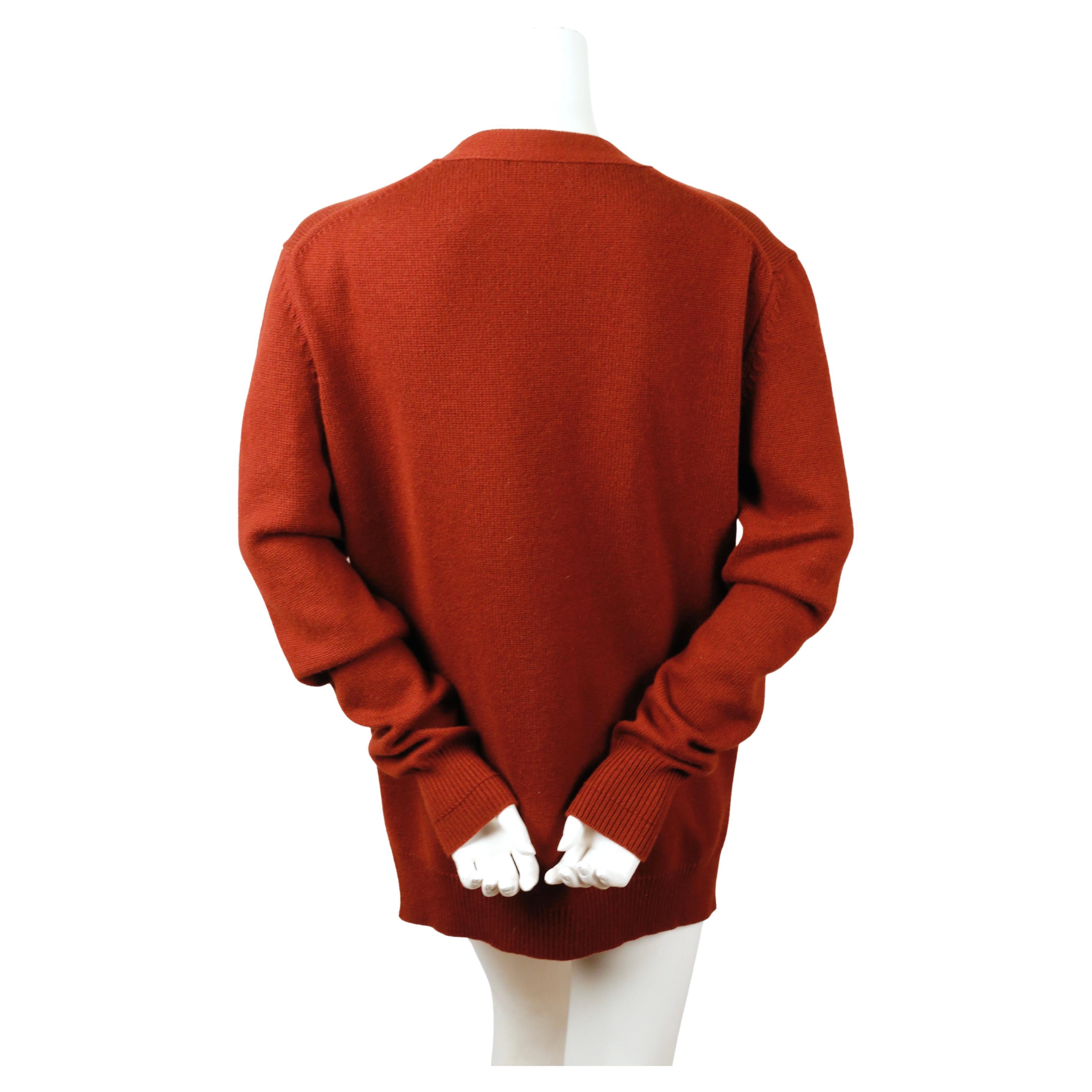 Red CELINE by PHOEBE PHILO rust cashmere cardigan