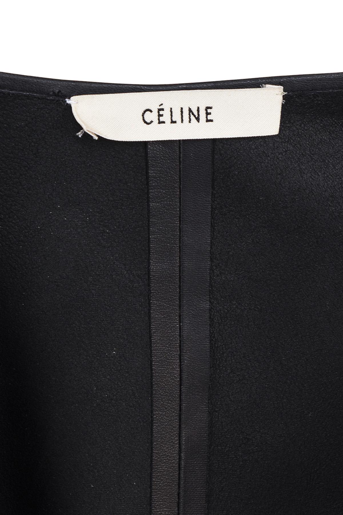 CÉLINE BY PHOEBE PHILO SS 16 Robe en cuir asymétrique sans manches Unisexe en vente