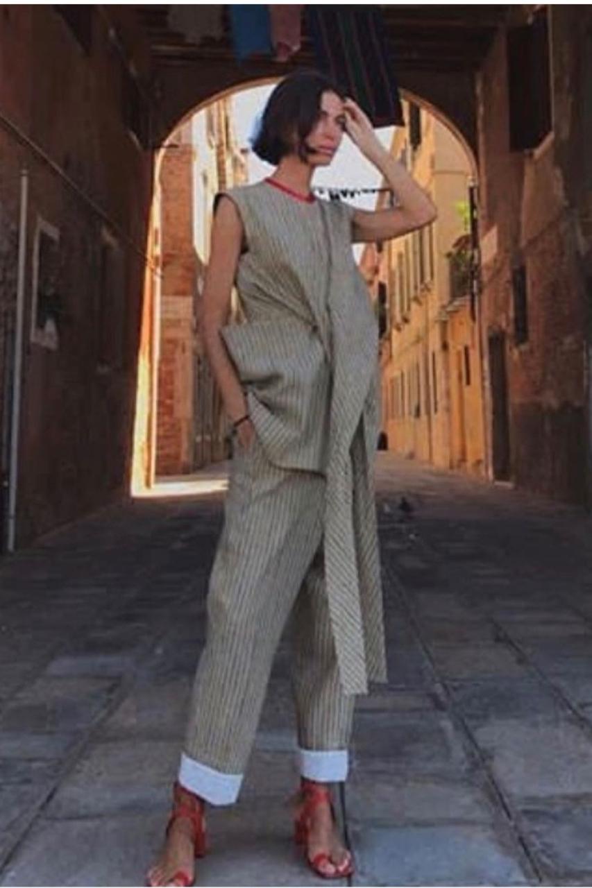 Céline by Phoebe Philo - Completo di tunica e pantaloni a righe PF 2017 in vendita 7