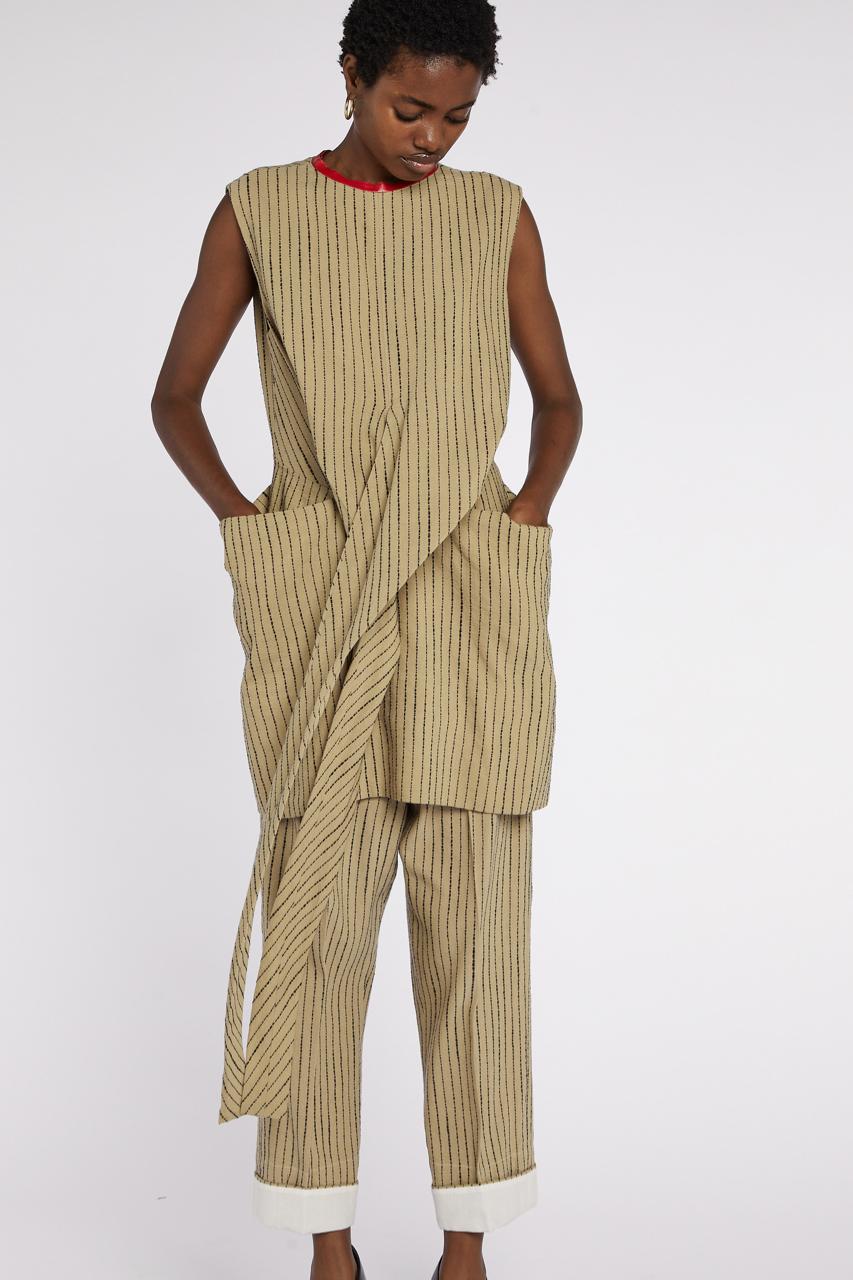 Céline by Phoebe Philo - Completo di tunica e pantaloni a righe PF 2017 in vendita 2