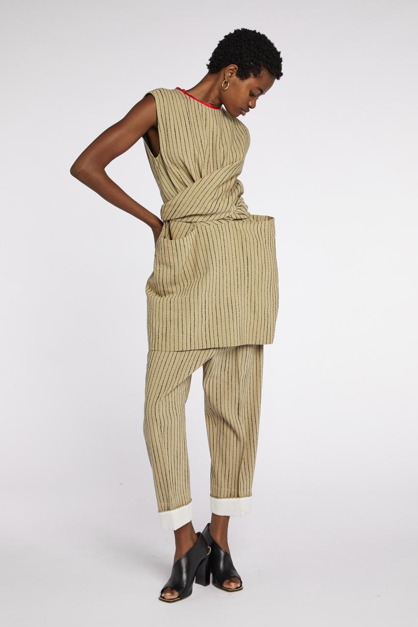 Céline by Phoebe Philo - Completo di tunica e pantaloni a righe PF 2017 in vendita 3