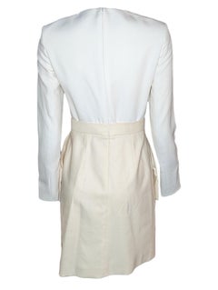 Celine by Phoebe Philo Strukturiertes elfenbeinfarbenes Kleid mit Überrock-Taschen