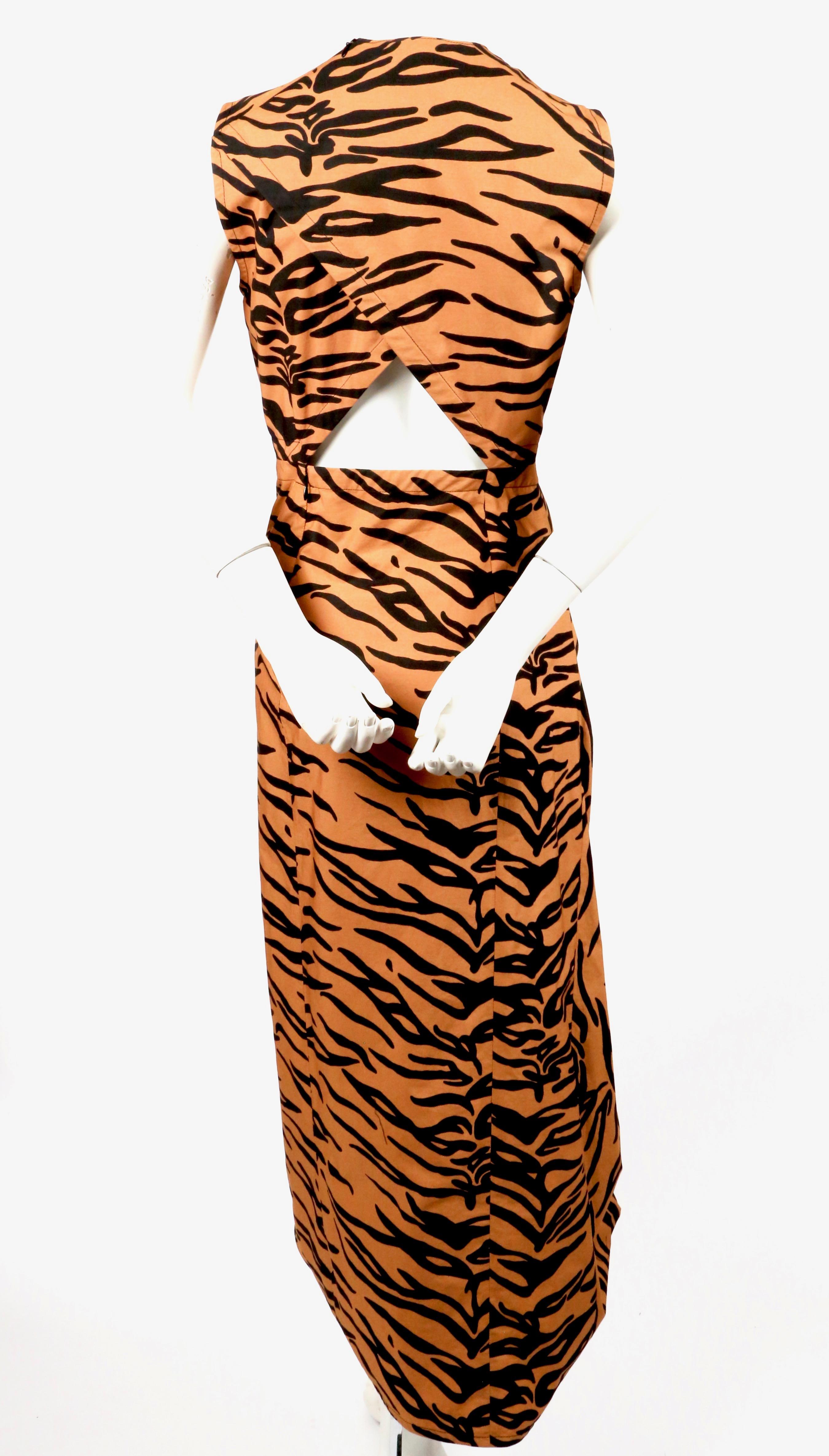 CELINE by PHOEBE PHILO Drapiertes Kleid mit Tigerprint und offenem Rücken - neu 1