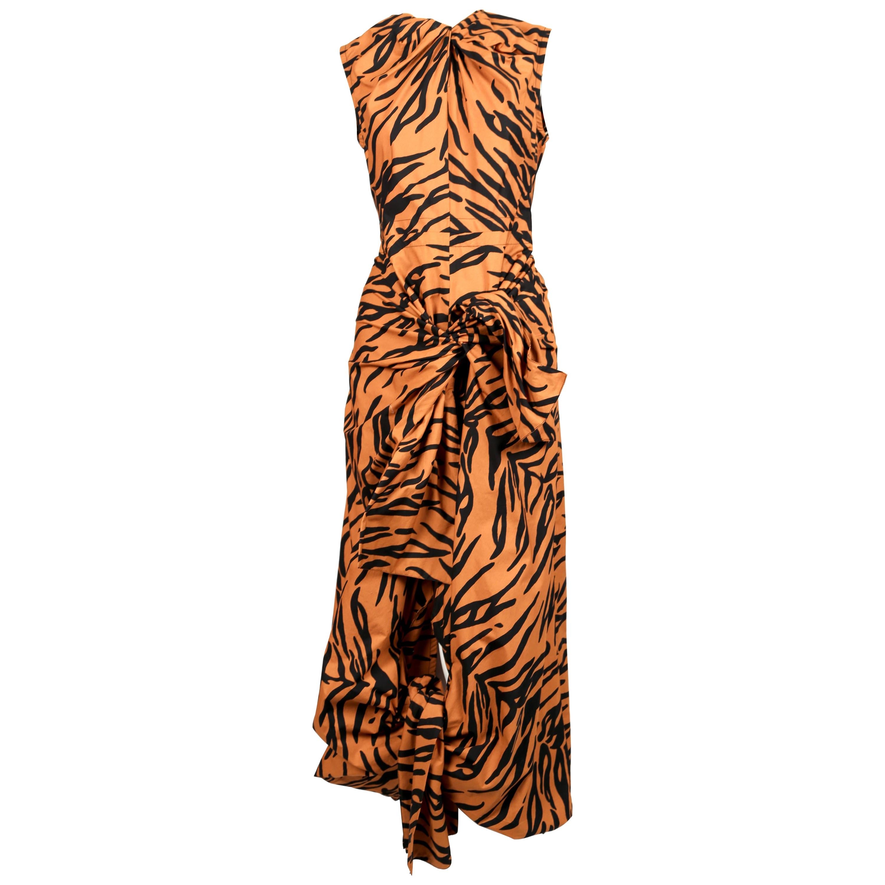 CELINE by PHOEBE PHILO tiger print draped dress with open back - new