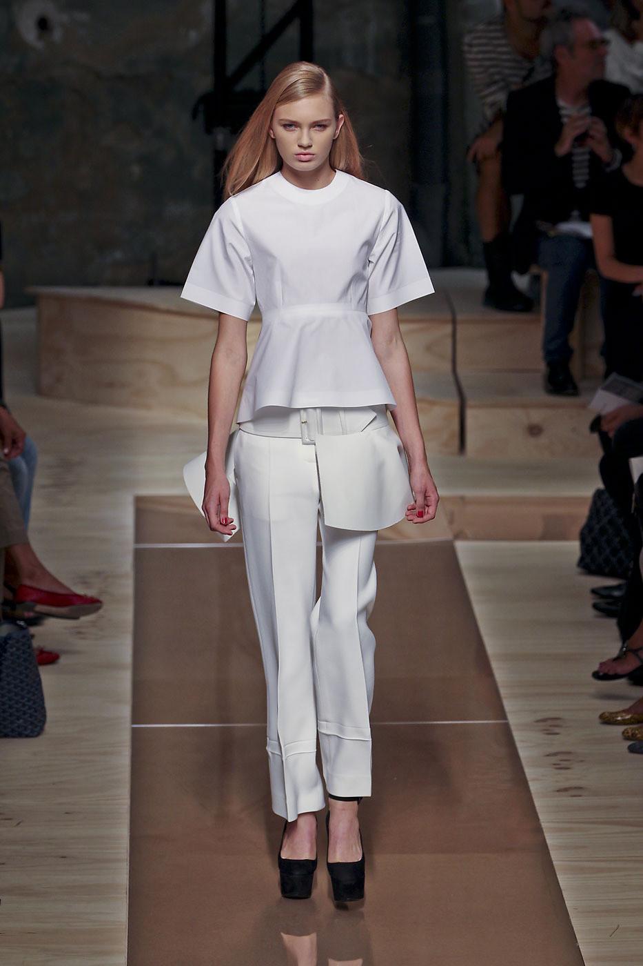 Women's CELINE by PHOEBE PHILO white cotton runway shirt with peplum
