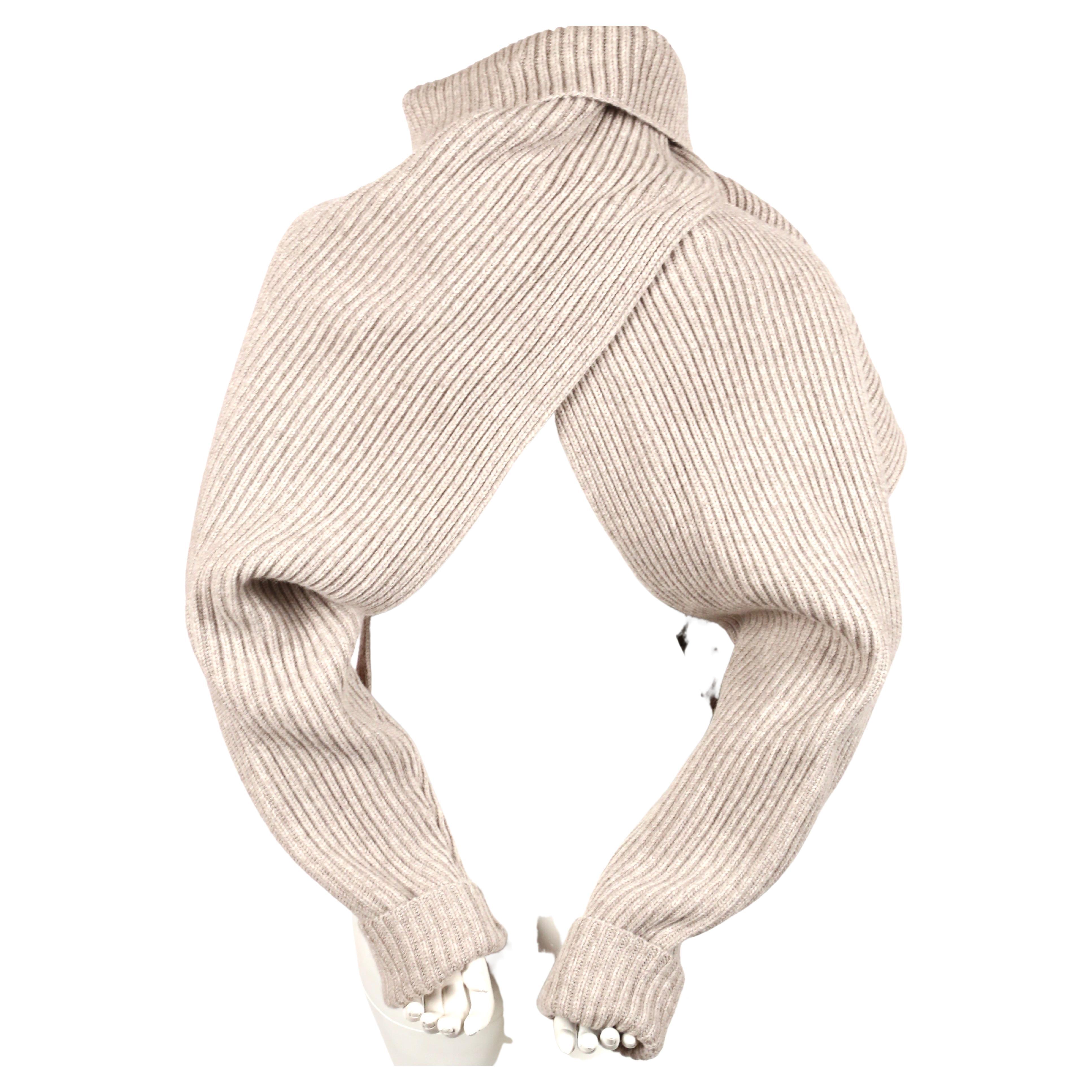Beige CELINE by PHOEBE PHILO wool and cashmere draped sweater with cut out back - NEW