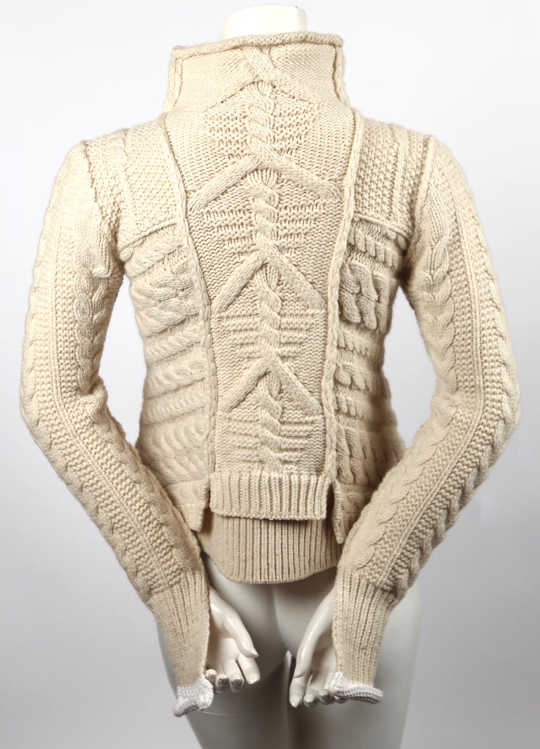 Celine By Phoebe Philo wool cable knit sweater with asymmetric hem at