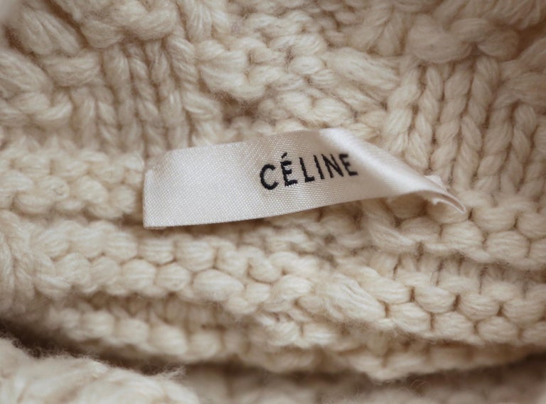 CELINE Cashmere wool blend Phoebe Cool Neck Knit sweater tops beige S