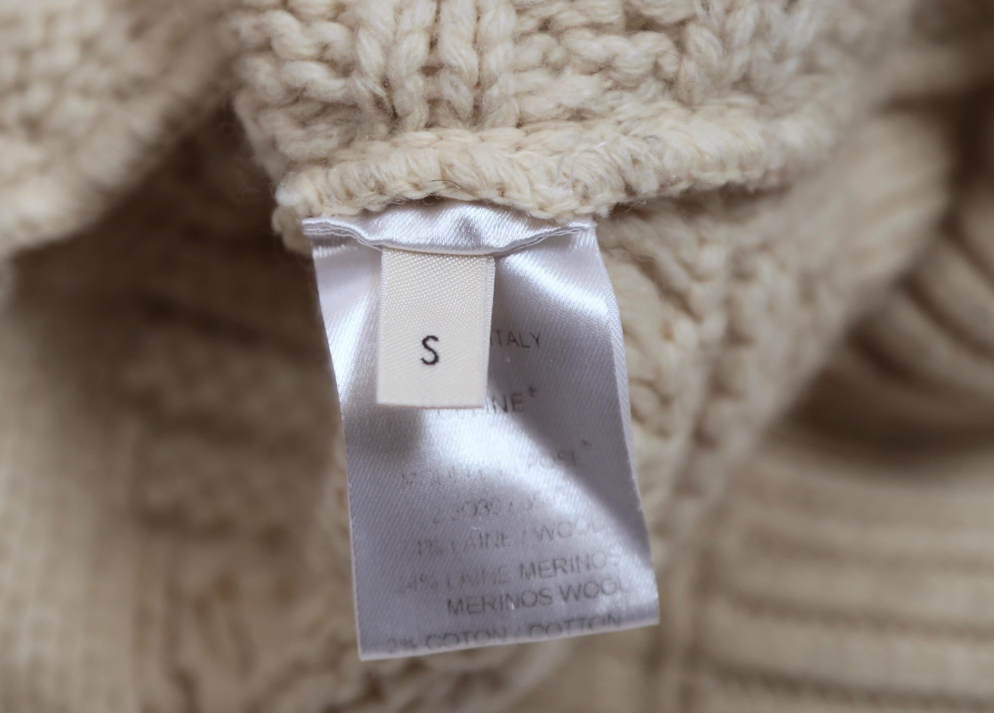 Beige Celine By Phoebe Philo wool cable knit sweater with asymmetric hem