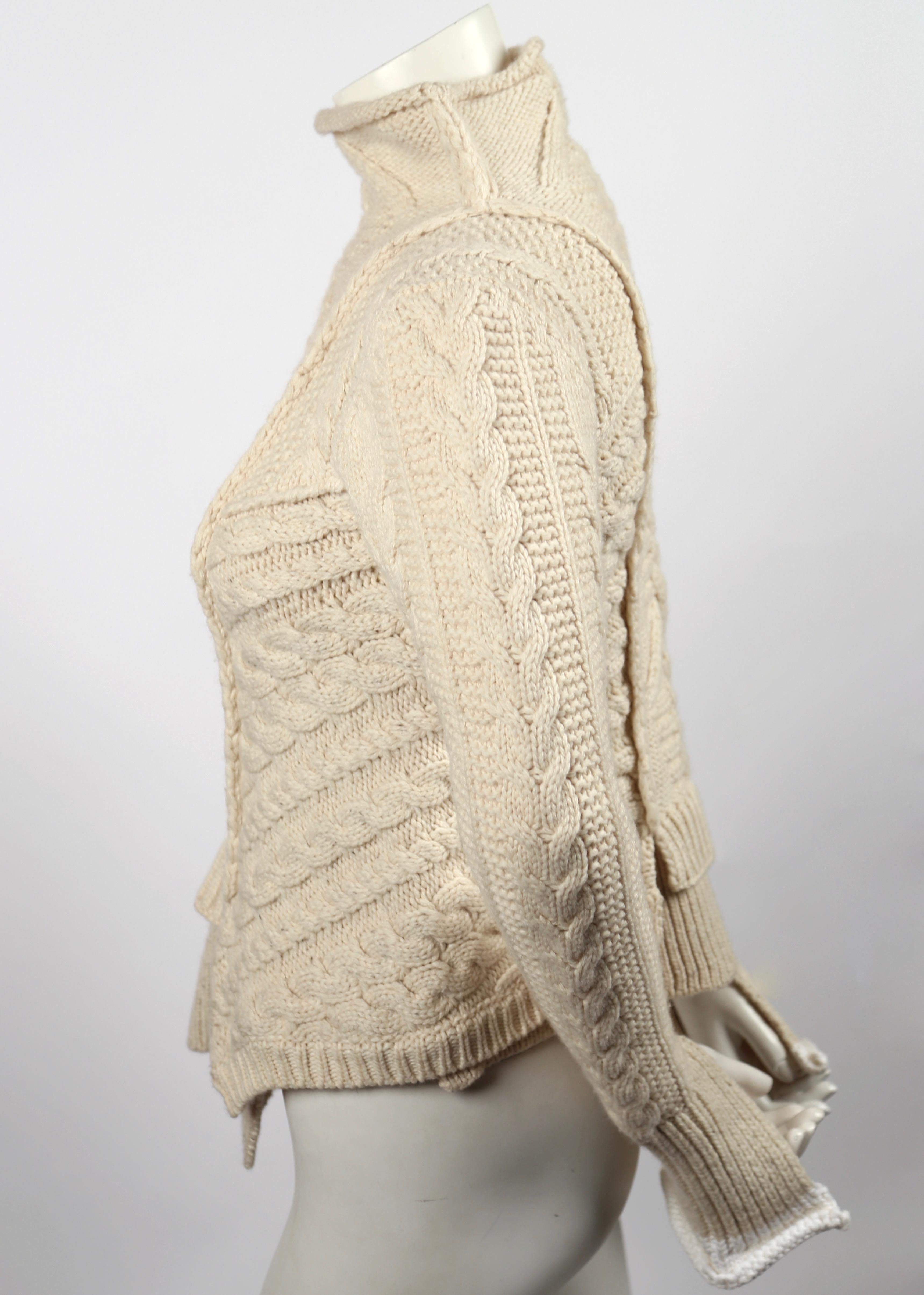 Celine By Phoebe Philo wool cable knit sweater with asymmetric hem In Excellent Condition In San Fransisco, CA