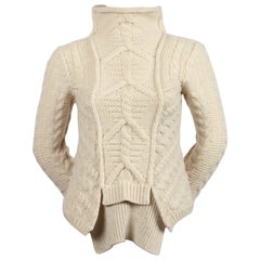 Celine By Phoebe Philo wool cable knit sweater with asymmetric hem