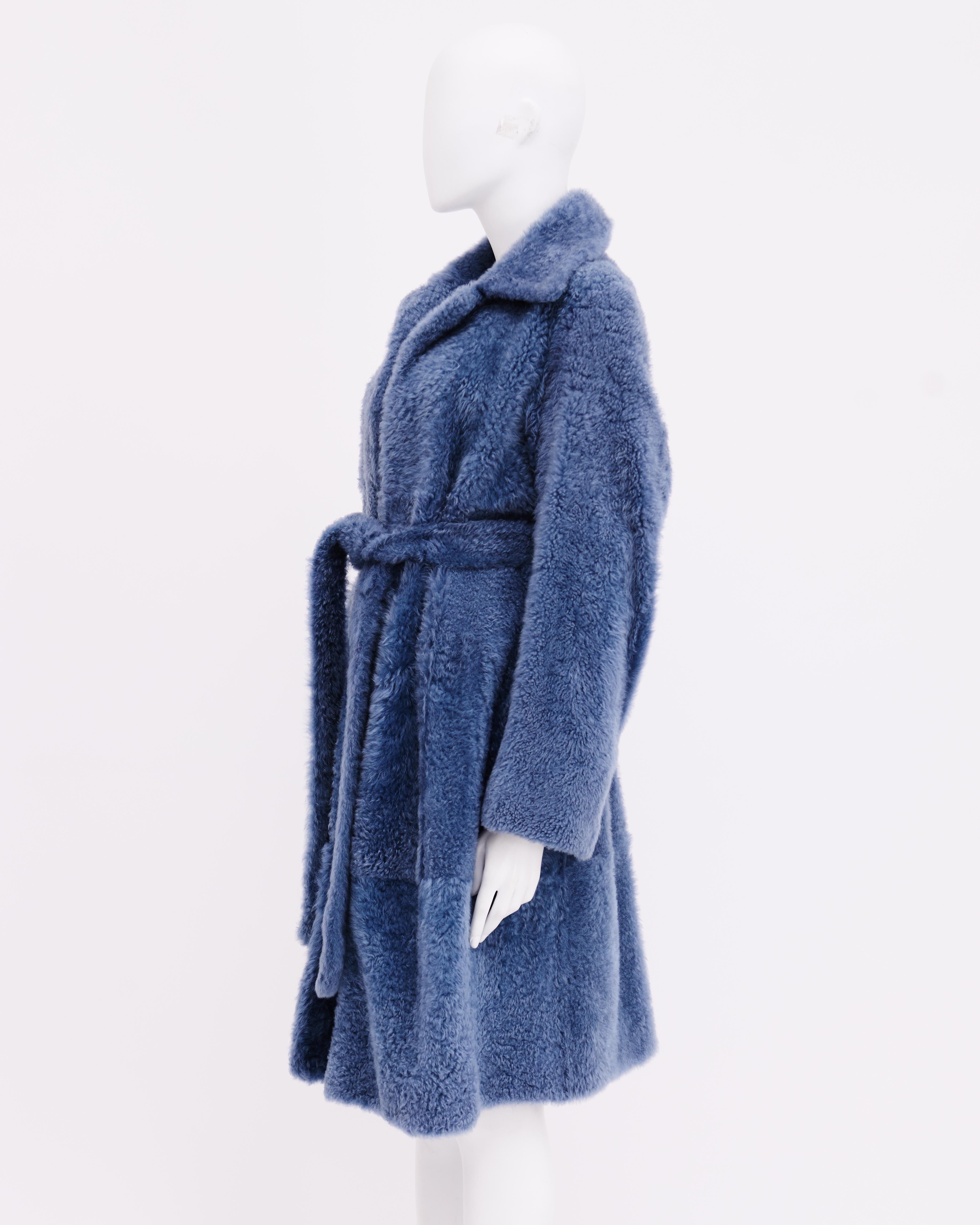 Purple Celiné by Phoebe Philo	Late 2010's Blue Fur Shearling Coat For Sale
