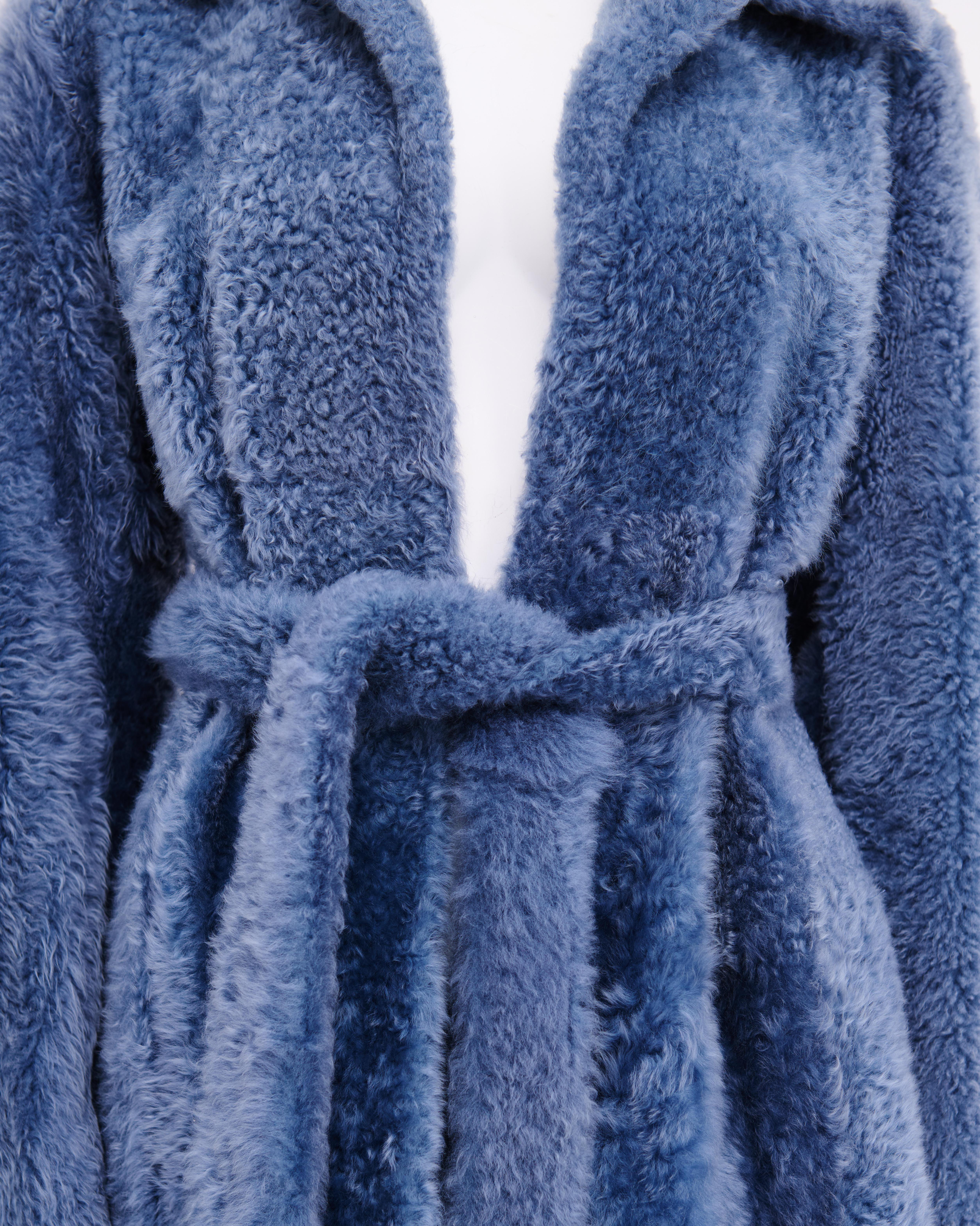 Celiné by Phoebe Philo	Late 2010's Blue Fur Shearling Coat For Sale 2