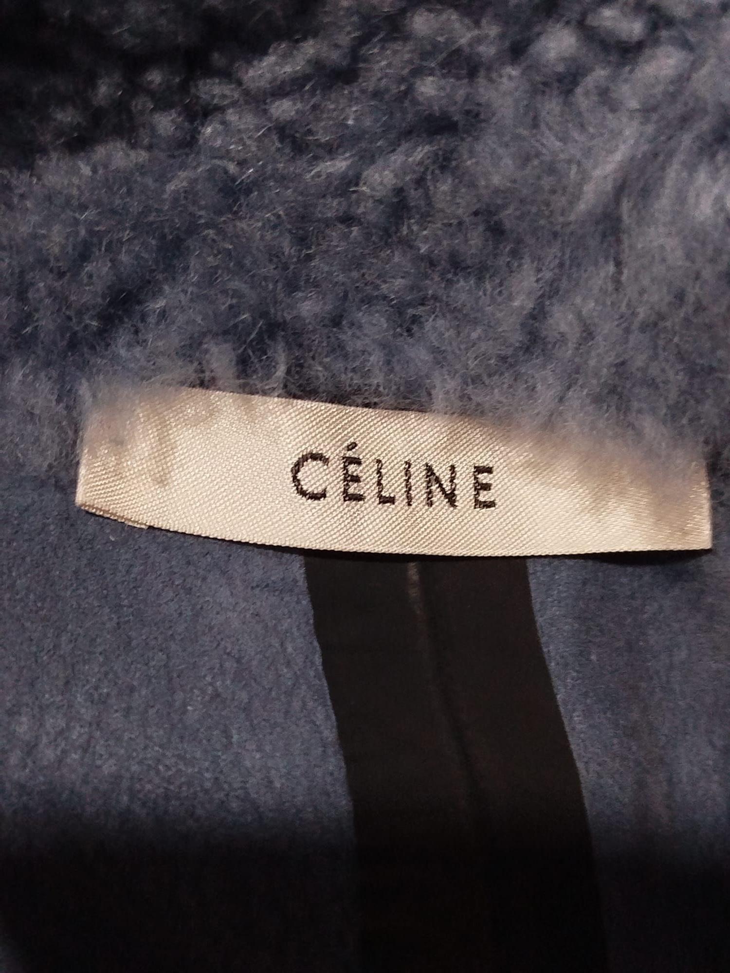 Celiné by Phoebe Philo	Late 2010's Blue Fur Shearling Coat For Sale 4