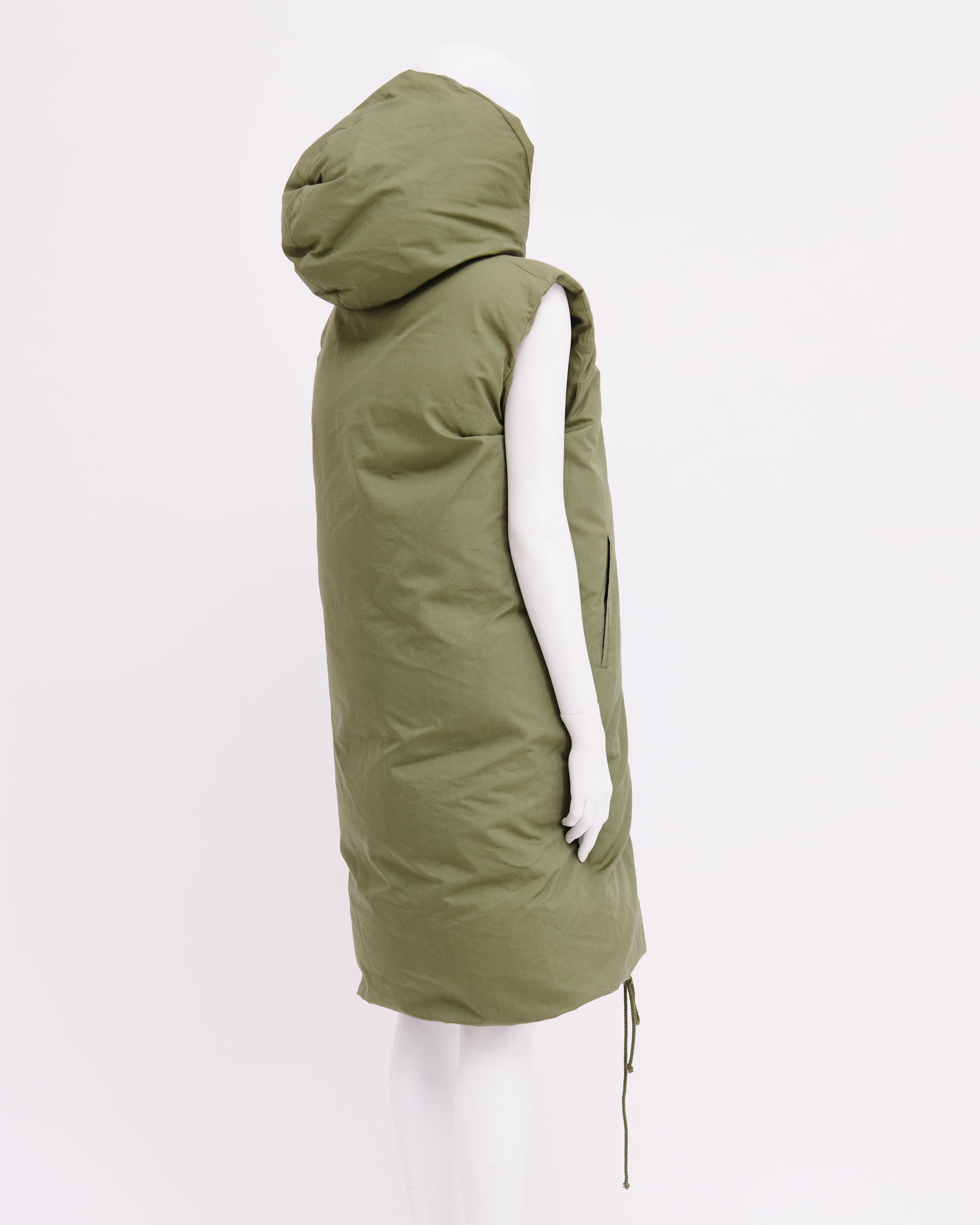 Celiné by Phoebe Philo	Pre-Fall 2018 Green Puffer Hooded Vest For Sale 1