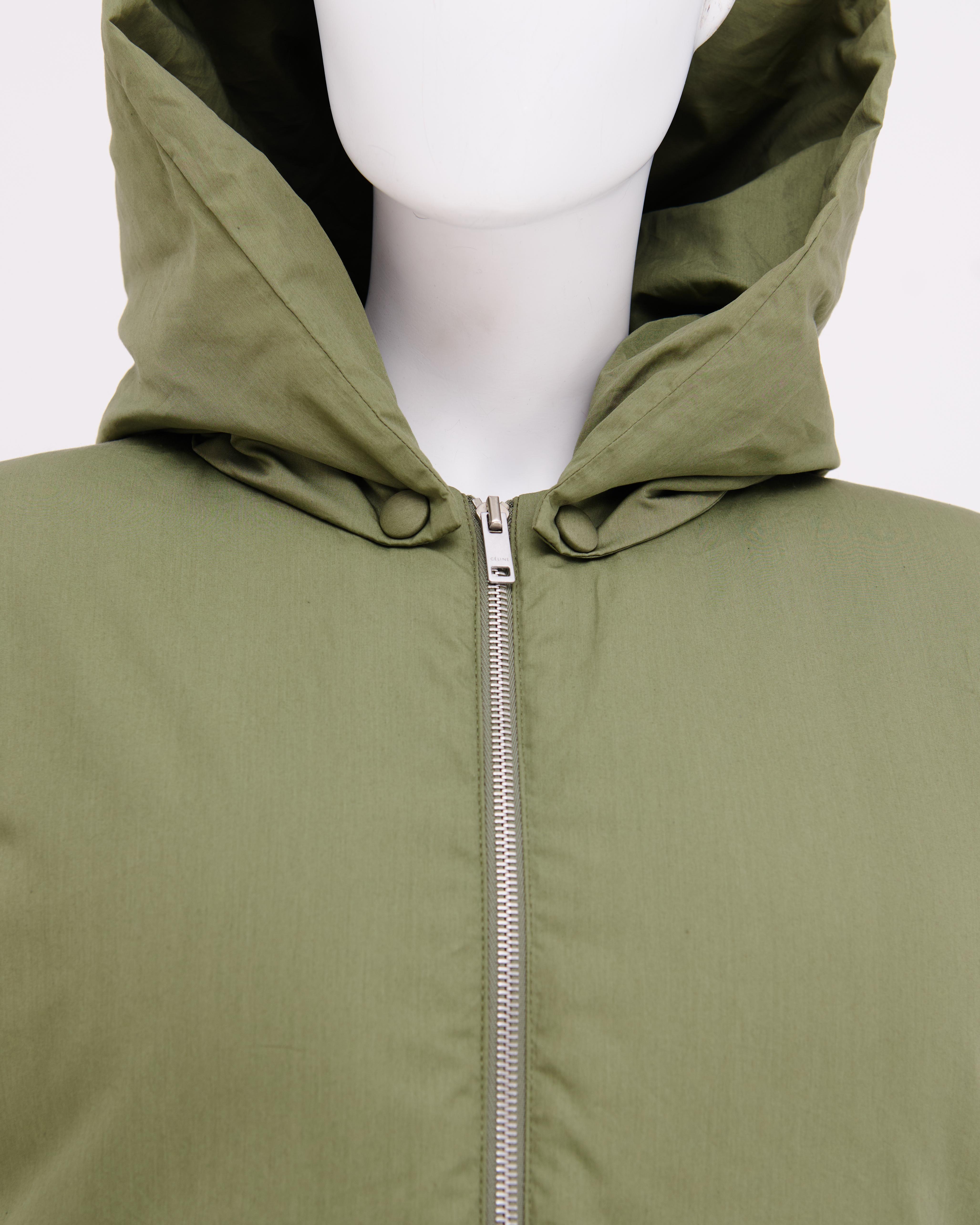 Celiné by Phoebe Philo	Pre-Fall 2018 Green Puffer Hooded Vest For Sale 2