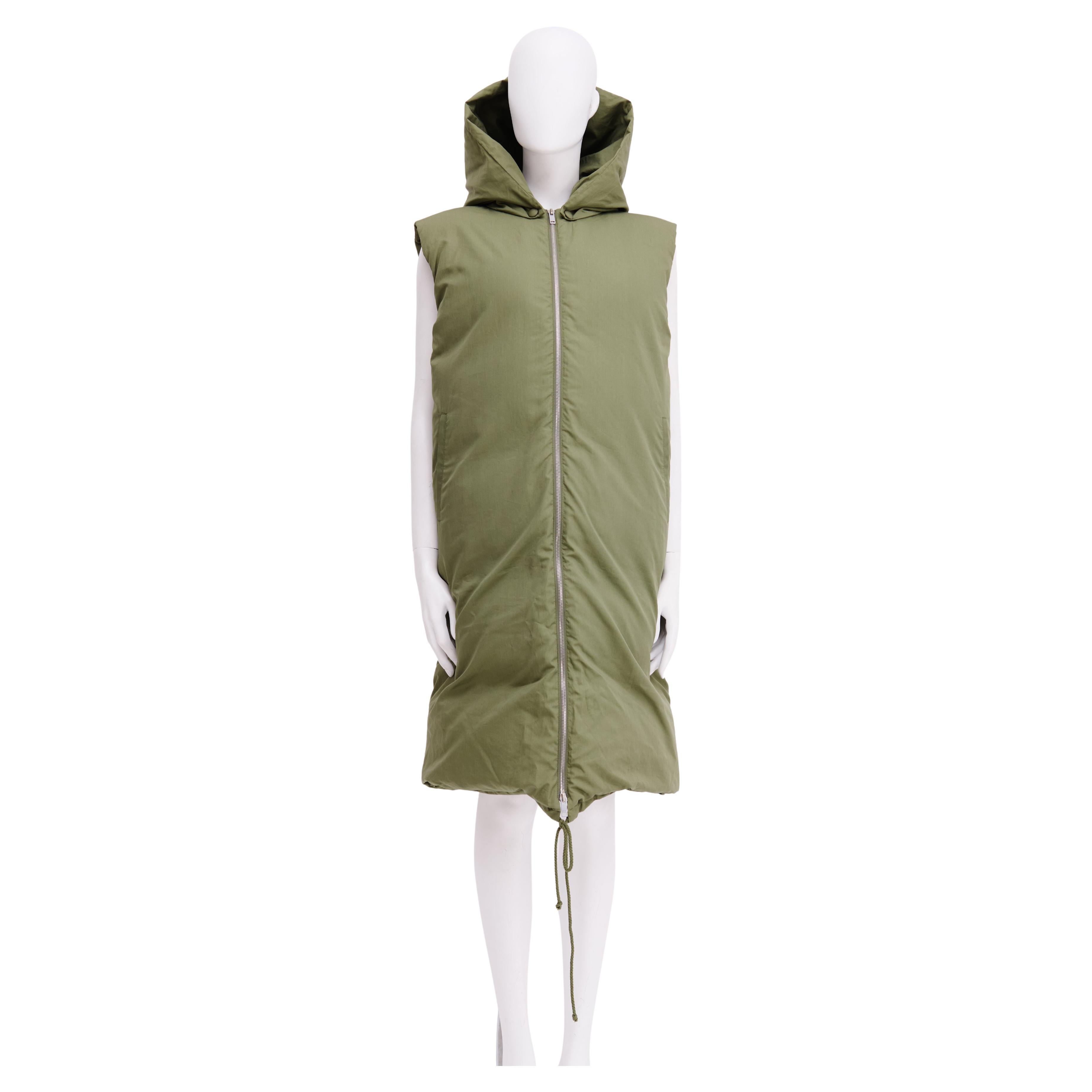 Celiné by Phoebe Philo	Pre-Fall 2018 Green Puffer Hooded Vest For Sale