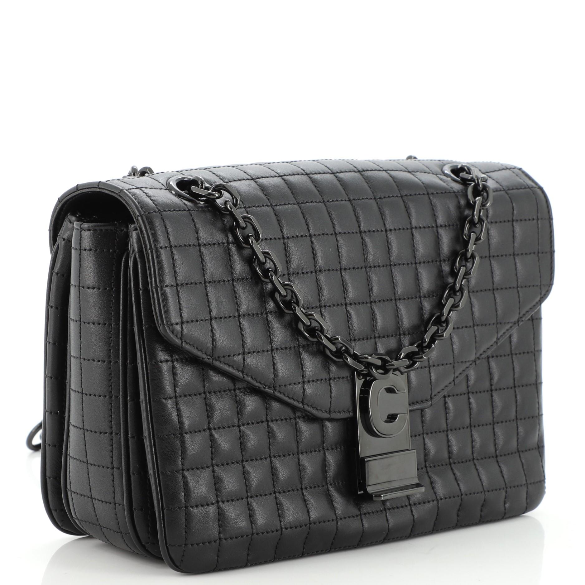 Black Celine C Bag Quilted Leather Medium