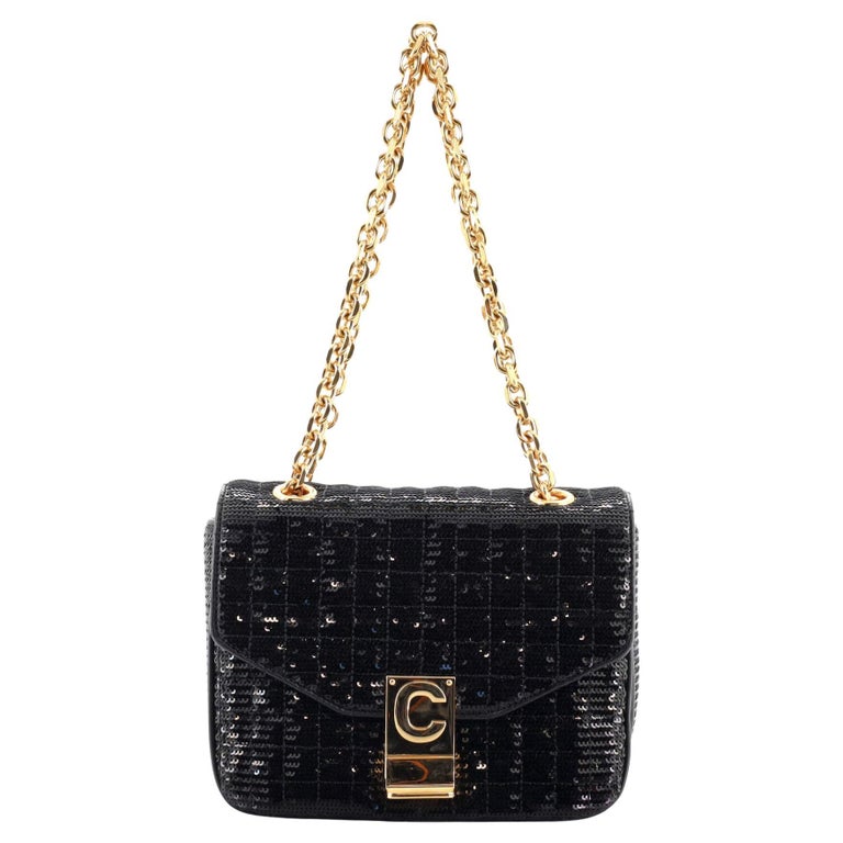 Celine C Bag Quilted Sequins and Calfskin Small at 1stDibs