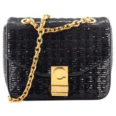 Celine C Bag Quilted Sequins and Calfskin Small