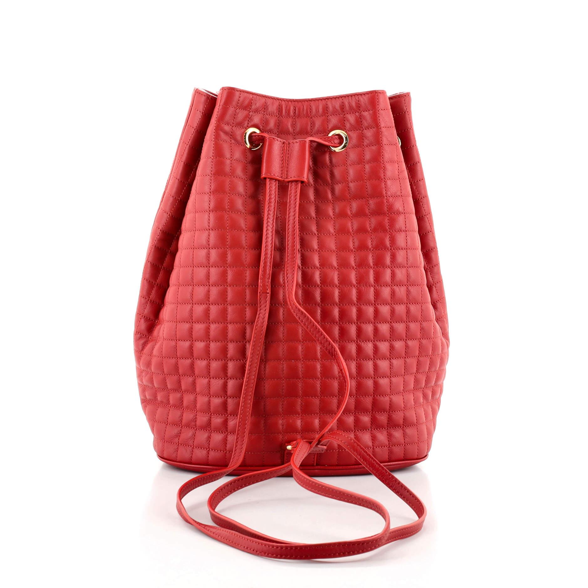 celine red quilted leather small backpack