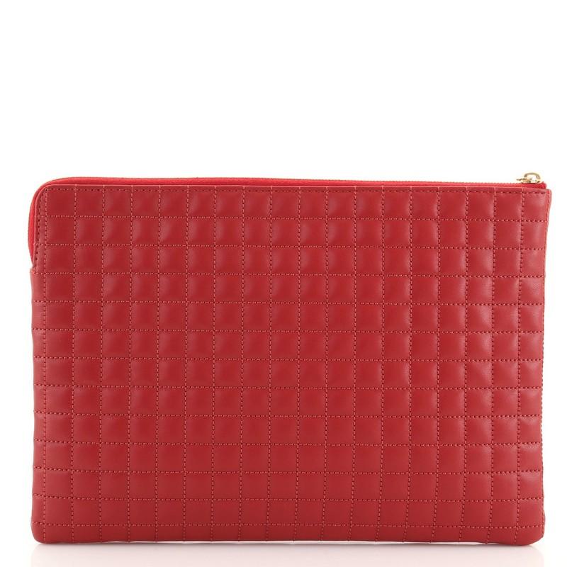 Celine C Charm Pouch Quilted Leather Medium In Good Condition In NY, NY