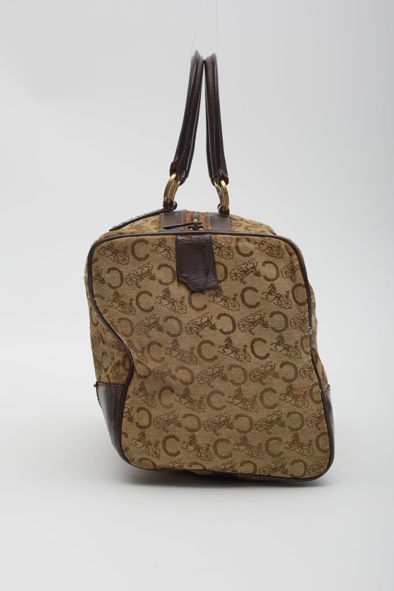 Celine C Macadam Monogram Canvas Brown Boston Bag 1