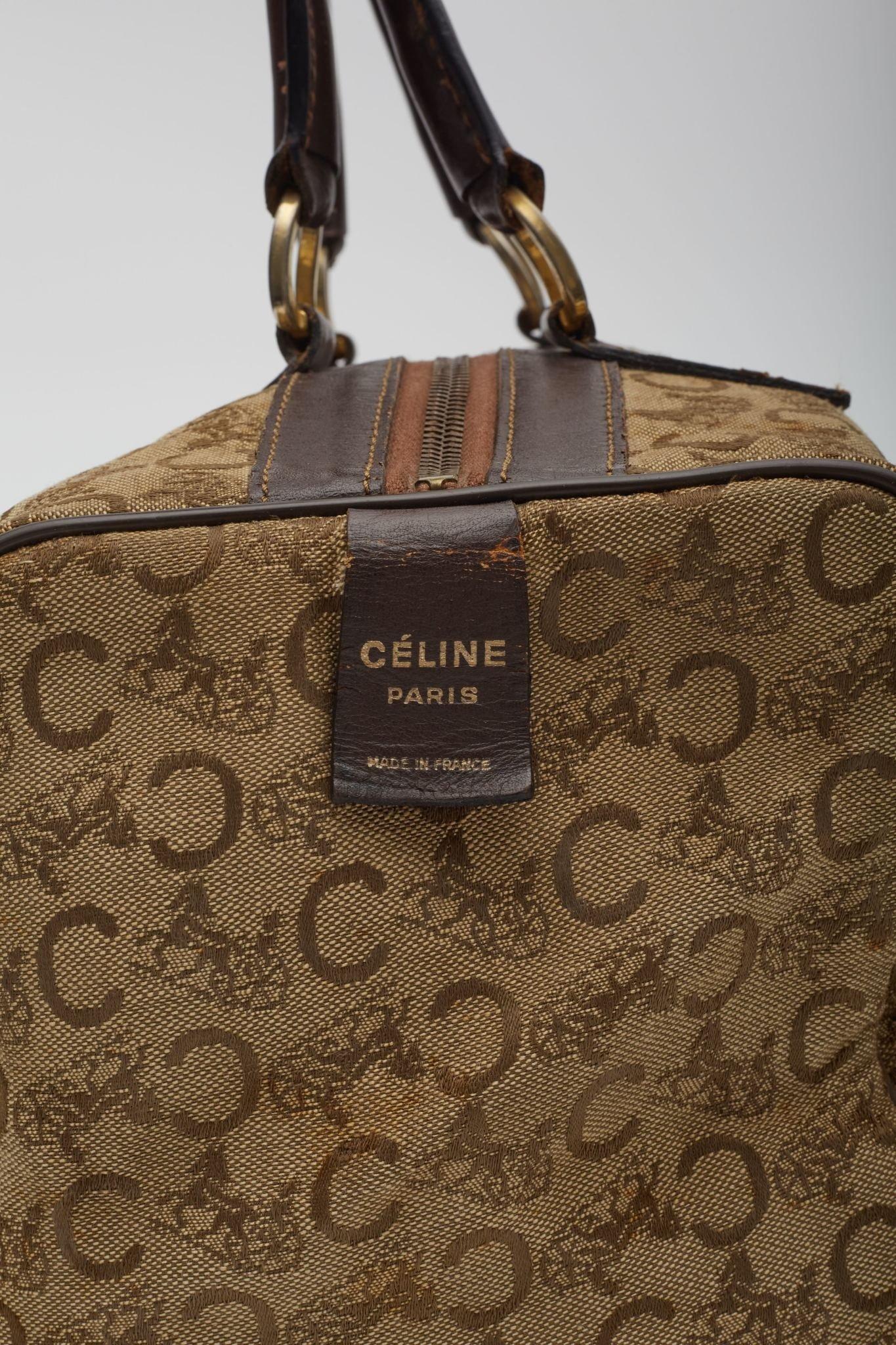 Celine C Macadam Monogram Canvas Brown Boston Bag 3