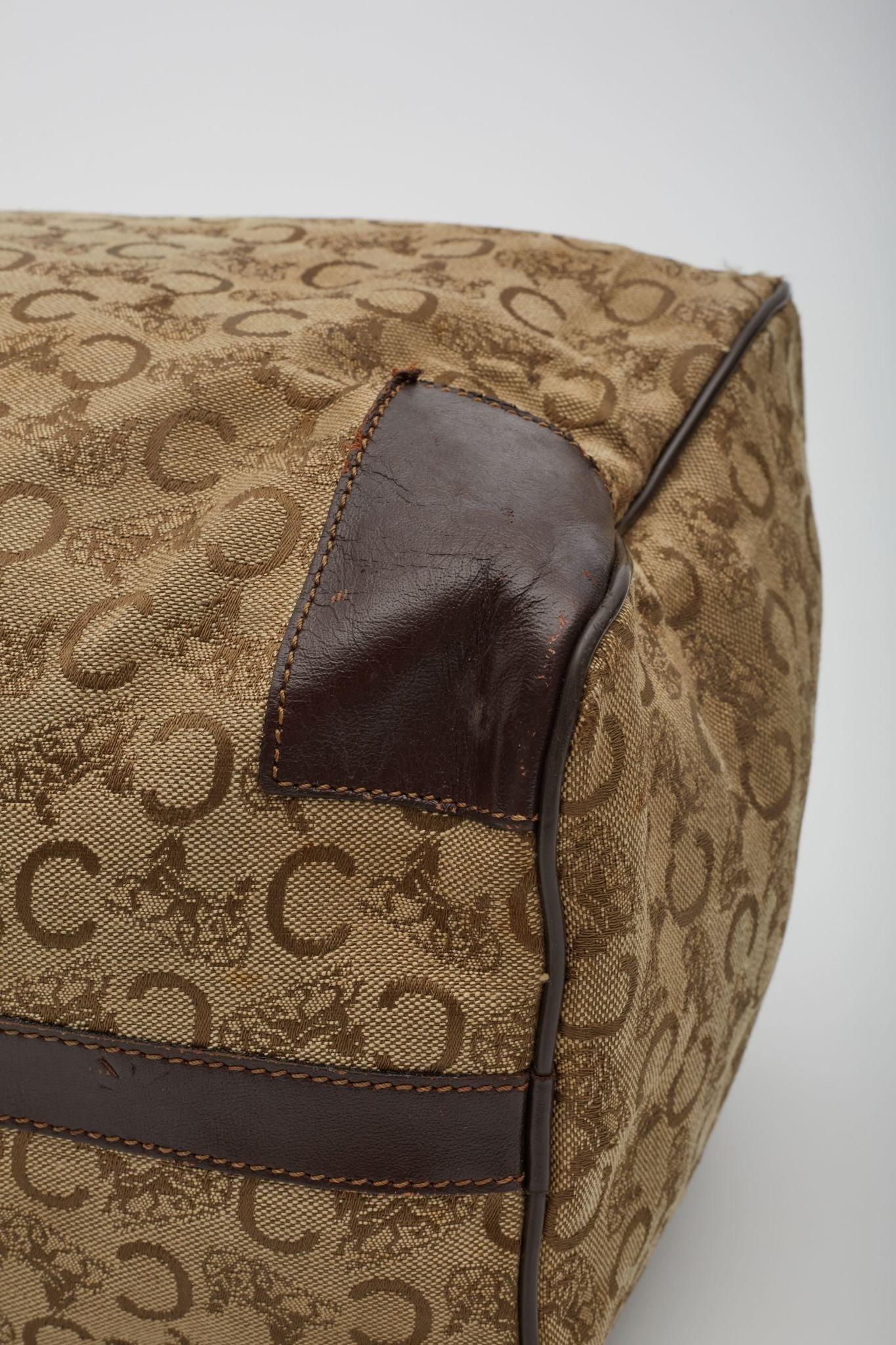 Celine C Macadam Monogram Canvas Brown Boston Bag 4
