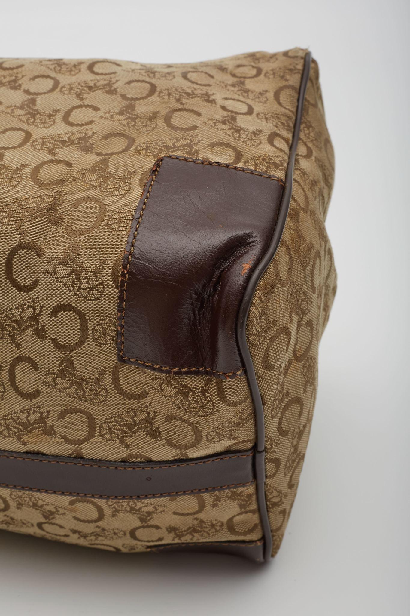 Celine C Macadam Monogram Canvas Brown Boston Bag 5