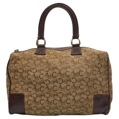 Vintage Celine C Macadam Monogram Canvas Brown Boston Bag