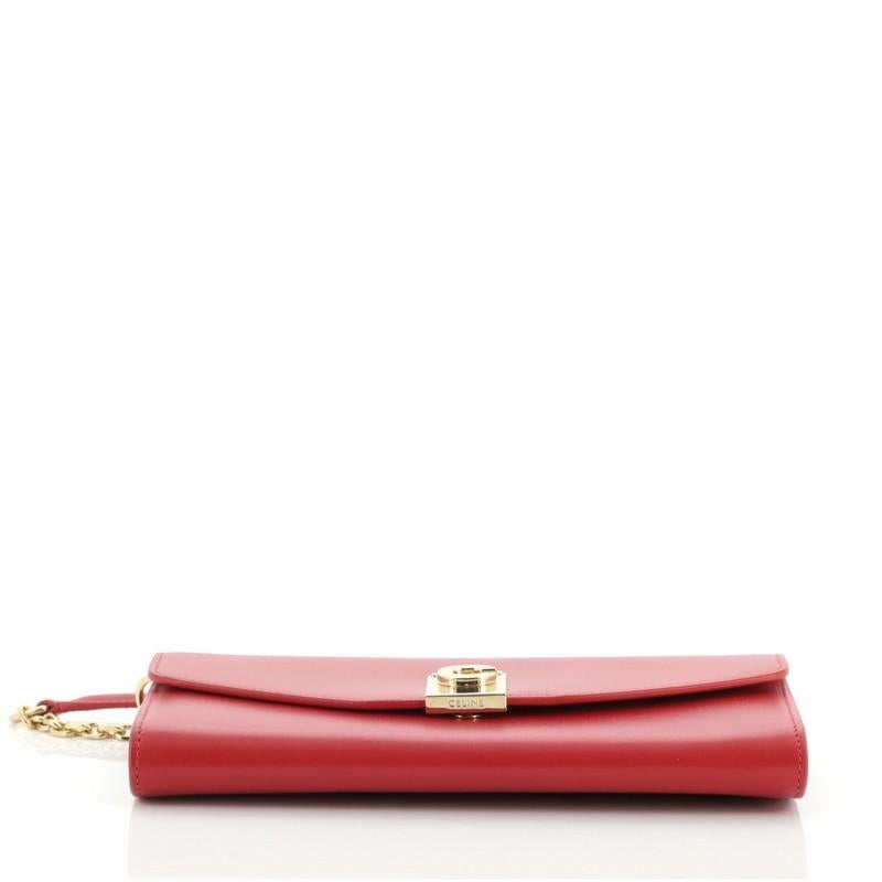 Red Celine C Wallet on Chain Leather