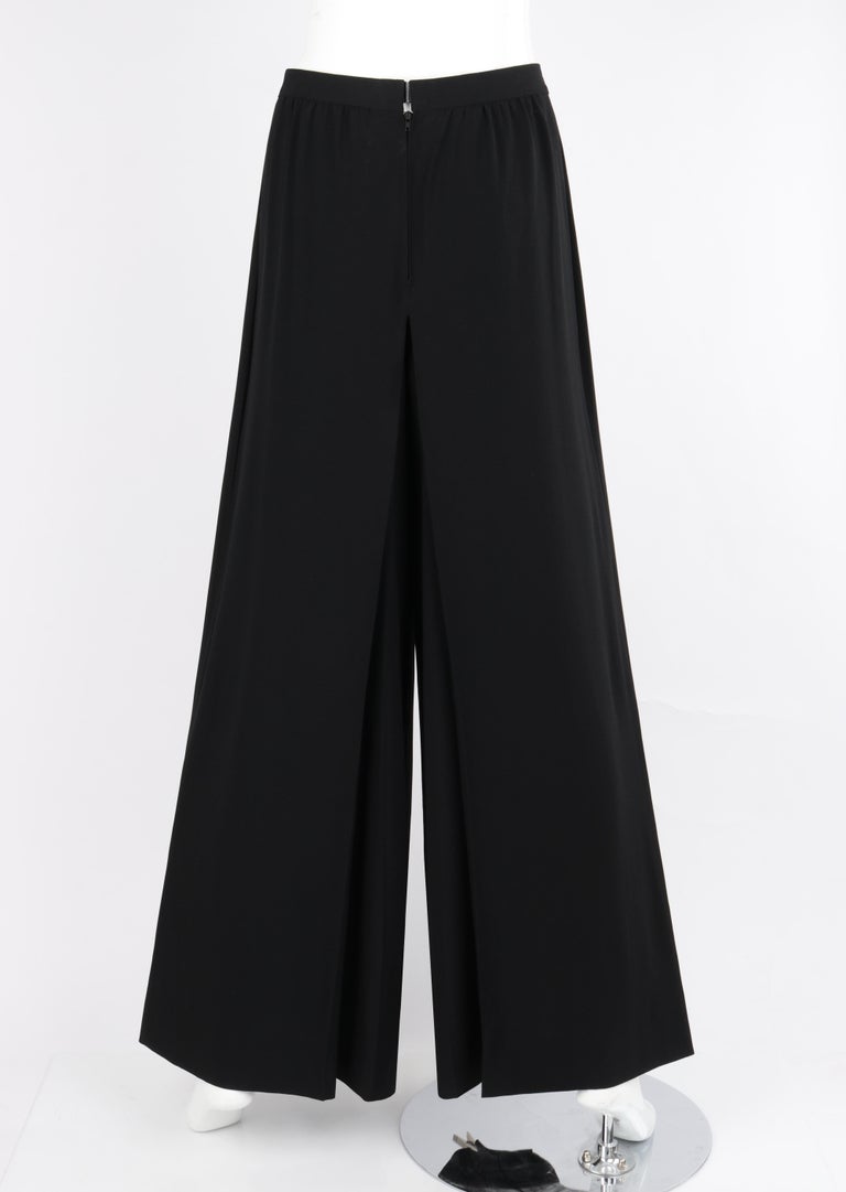 パンツ 1980s Euro Vintage Black Wide Trousers unique-vintage-1950s-black-