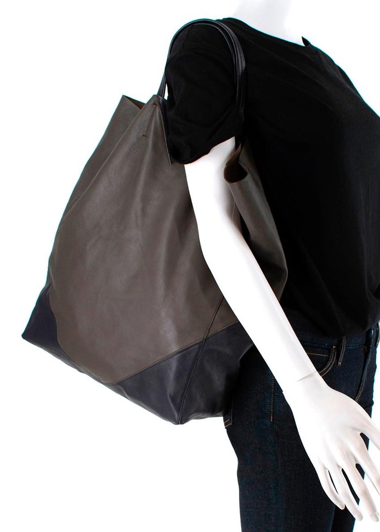 Celine Cabas Bicolour Lambskin Soft Tote Bag For Sale at 1stDibs