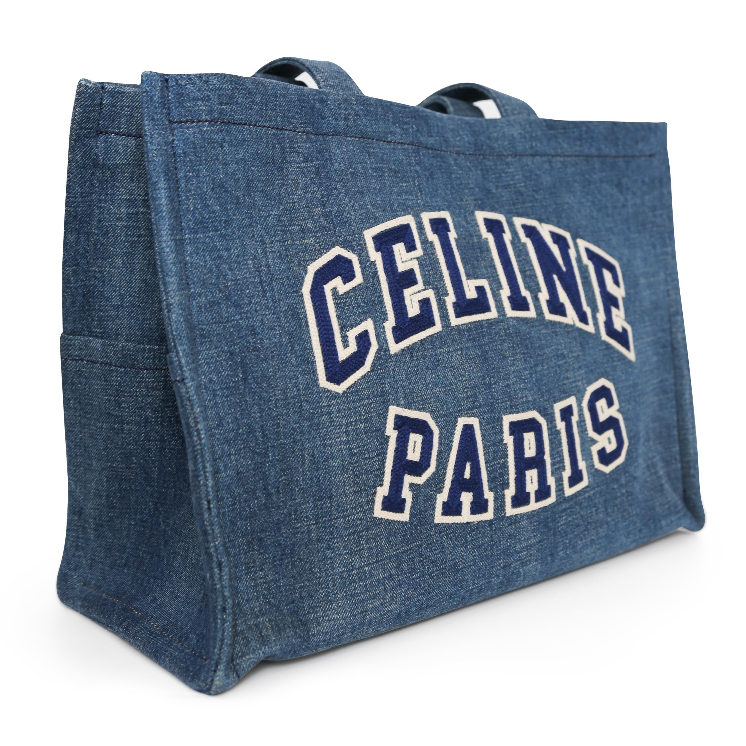 Celine Cabas Denim Paris Tote Bag In Excellent Condition For Sale In London, GB
